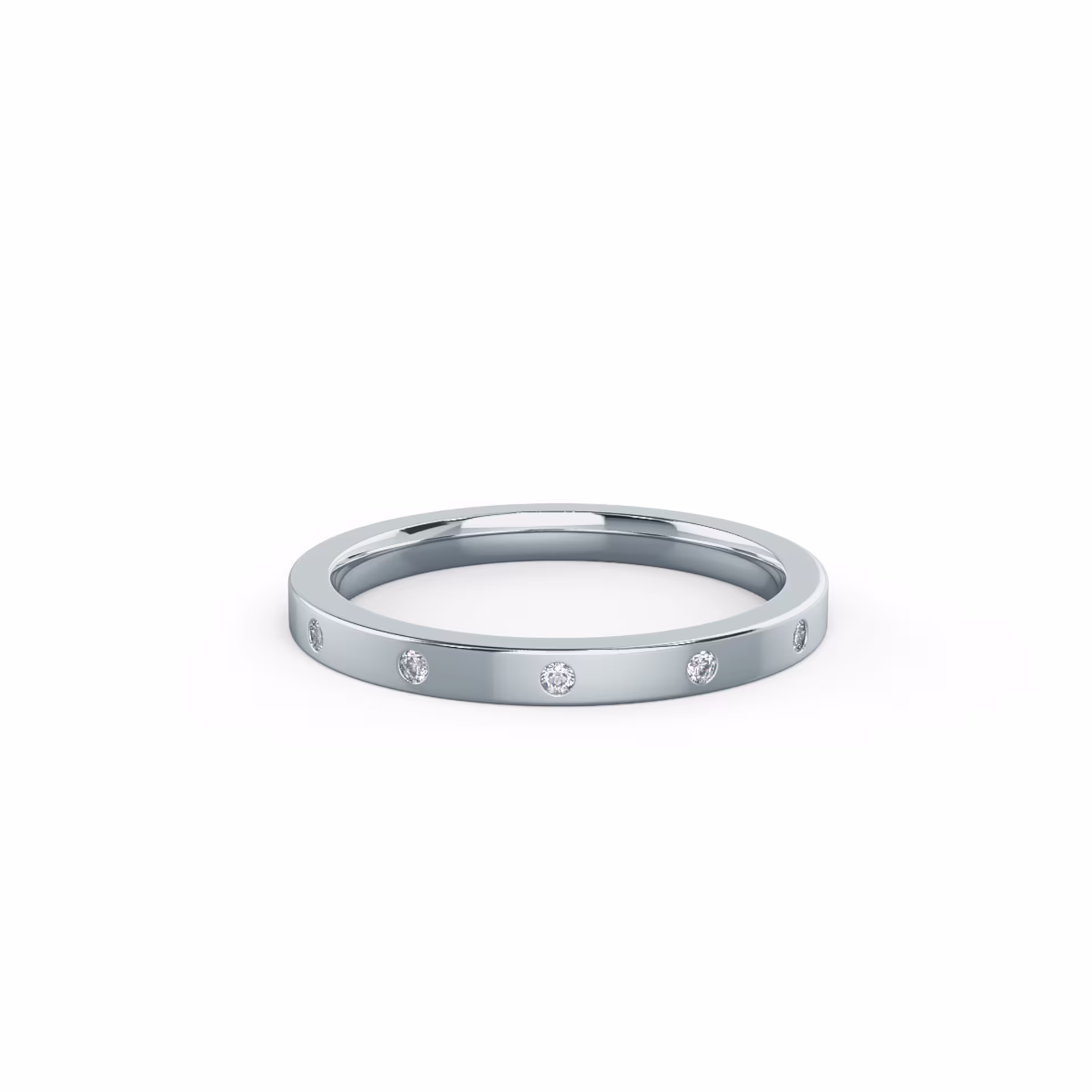 18k White Gold Petite Flat Flush Set Three Quarter Band featuring 0.09 ctw Round Lab Created Diamonds (Main View)