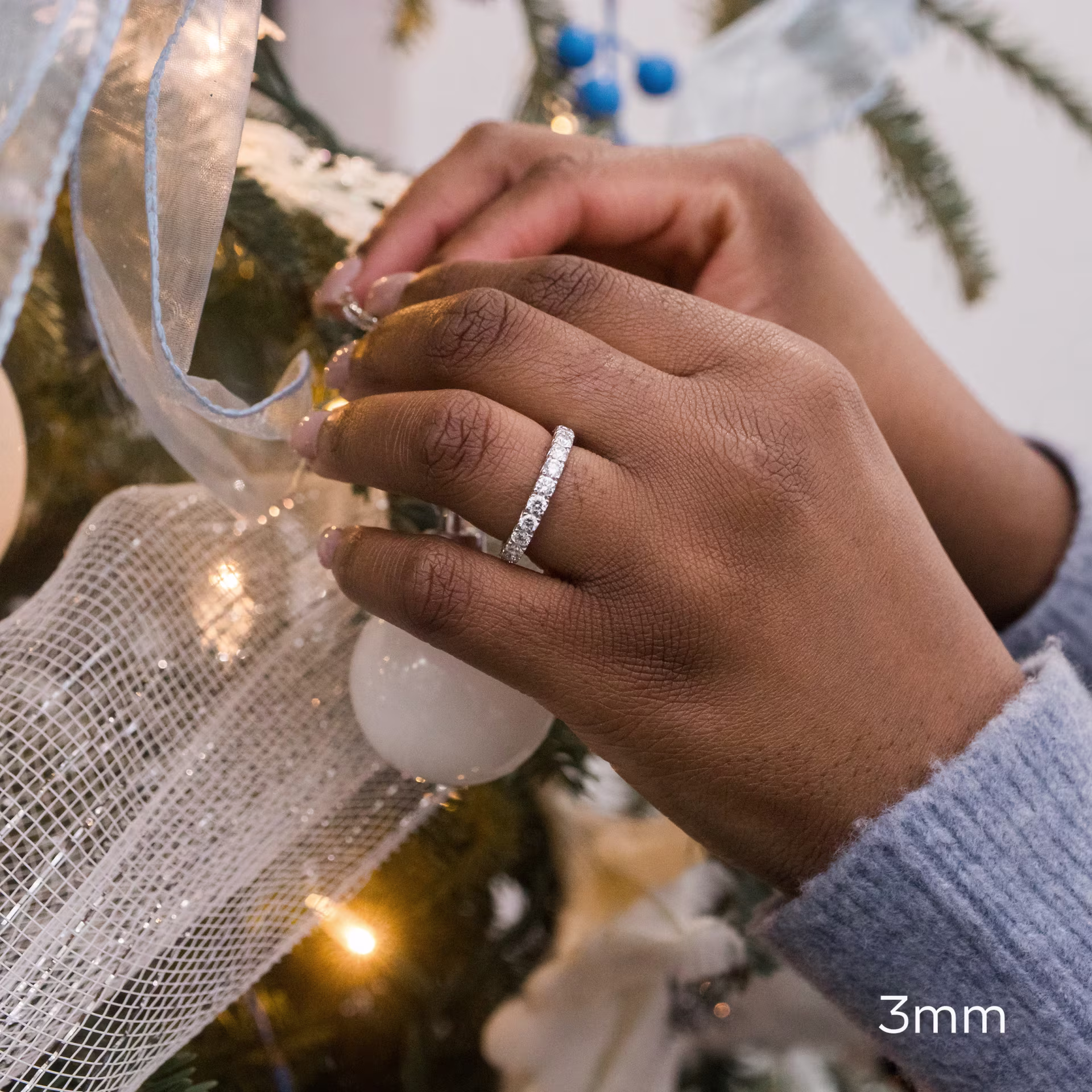 2.1 Carat Round Lab Diamonds set in White Gold French Pavé Eternity Band in 18k White Gold 2.1ctw (Main View)