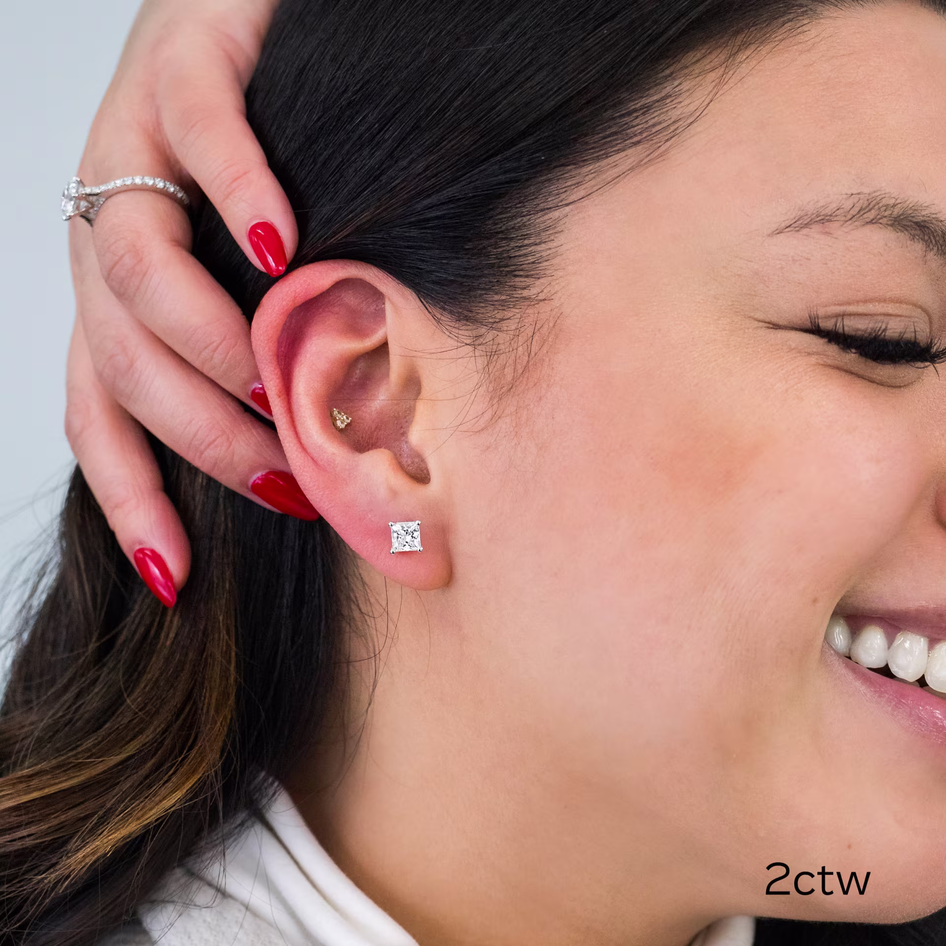 14k White Gold 2ctw Princess Cut Diamond Stud Earrings in 14k White Gold featuring 2.0 ct Lab Diamonds (Main View)