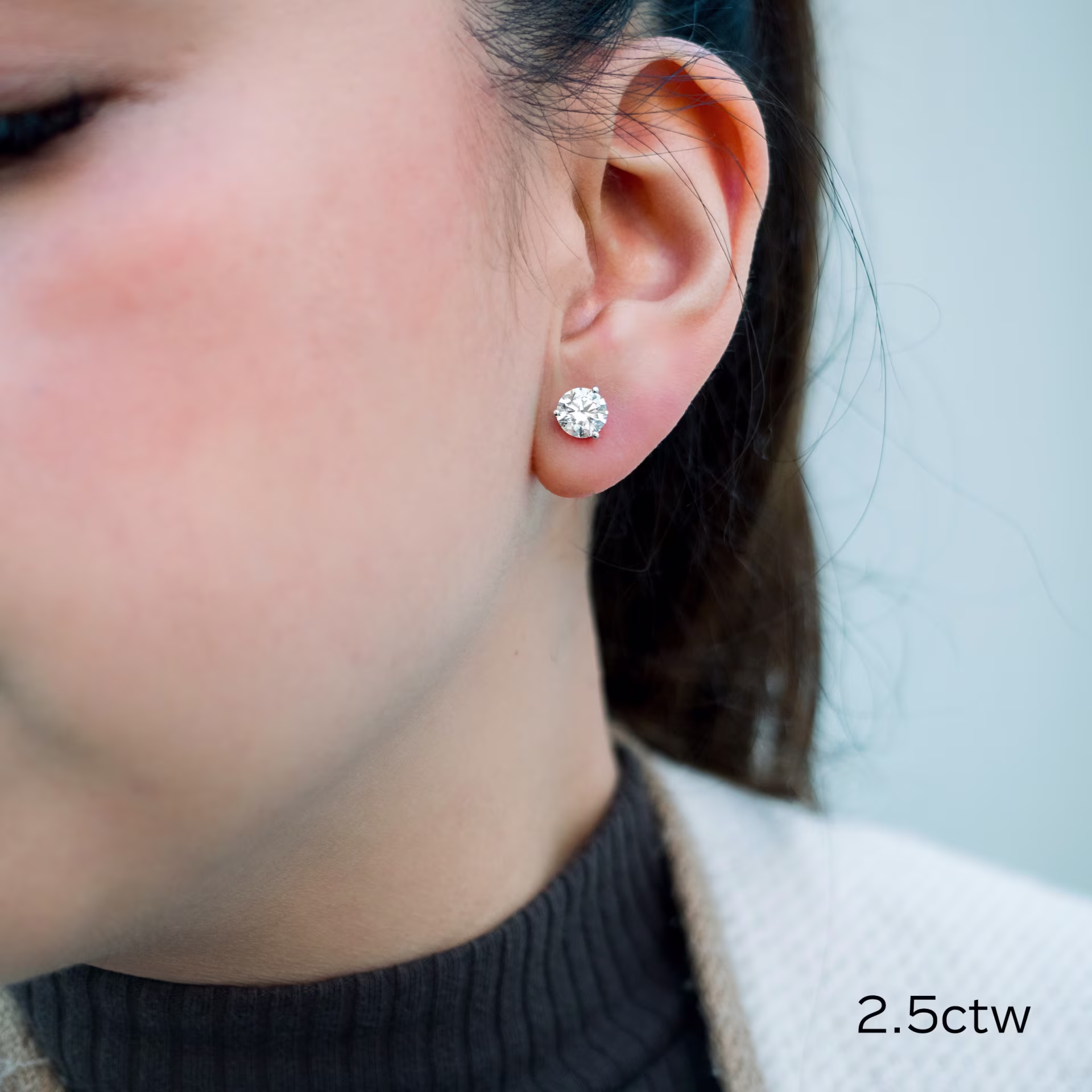 2.5 ct Round Brilliant Lab Created Diamonds set in 14k White Gold Martini Stud Earrings (Main View)