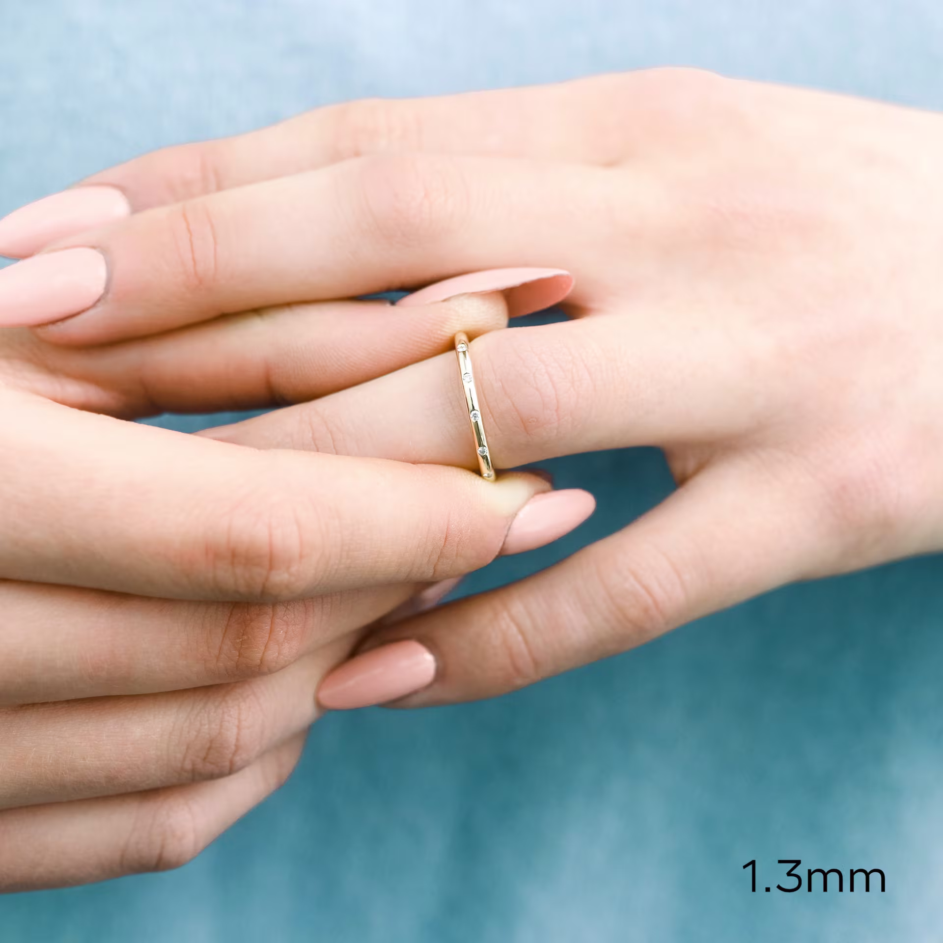 14k Yellow Gold Petite Rounded Flush Set Half Band in 14k Yellow Gold 0.05ctw featuring 0.05 ctw Lab Diamonds (Main View)