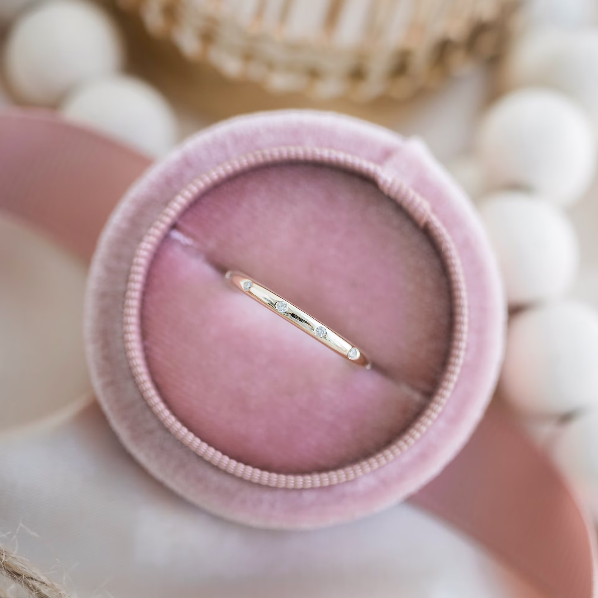 Yellow Gold Petite Rounded Flush Set Half Band featuring Hand Selected 0.05 ctw Lab Diamonds (Main View)