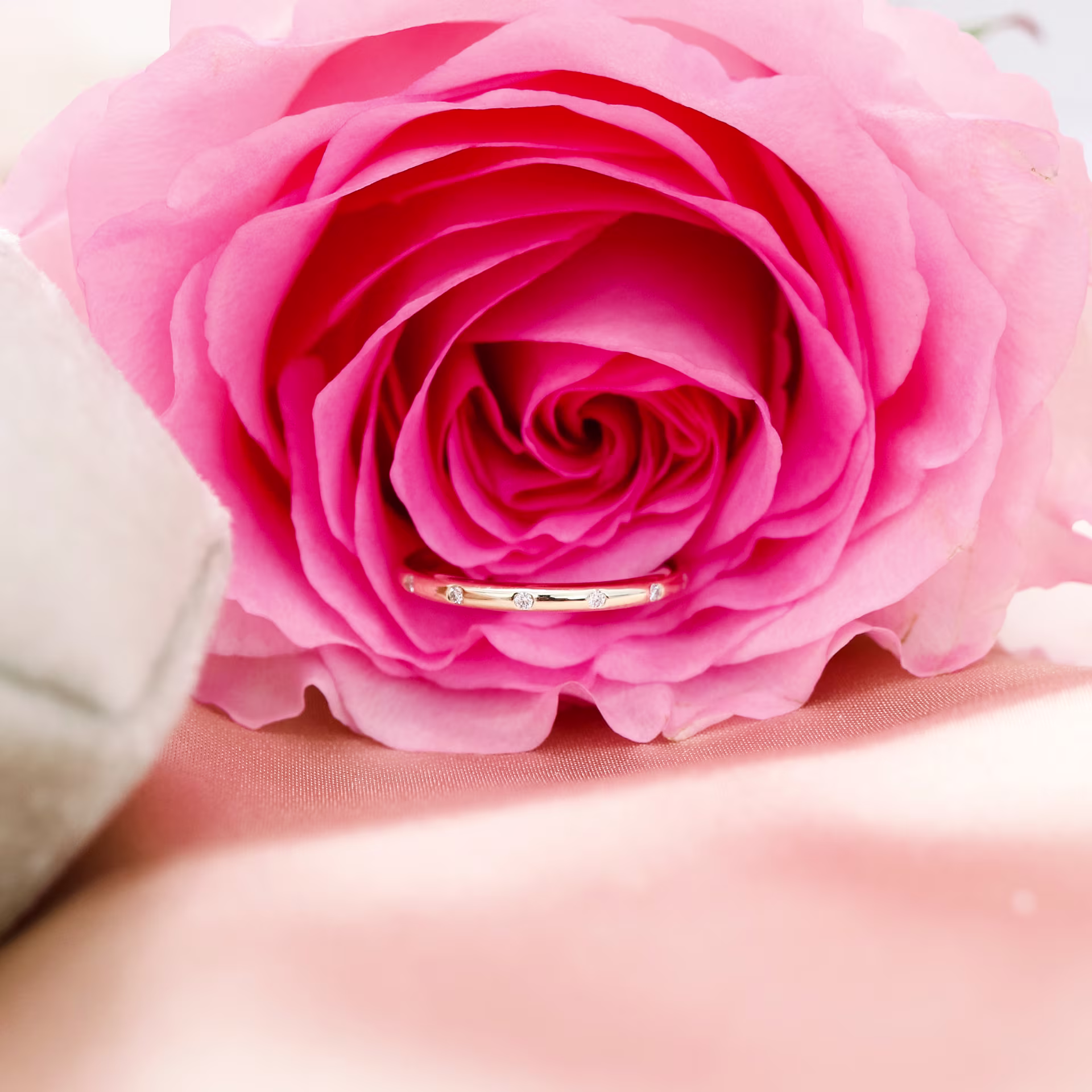 0.05 ct Lab Created Diamonds set in 14k Yellow Gold Petite Rounded Flush Set Half Band (Main View)