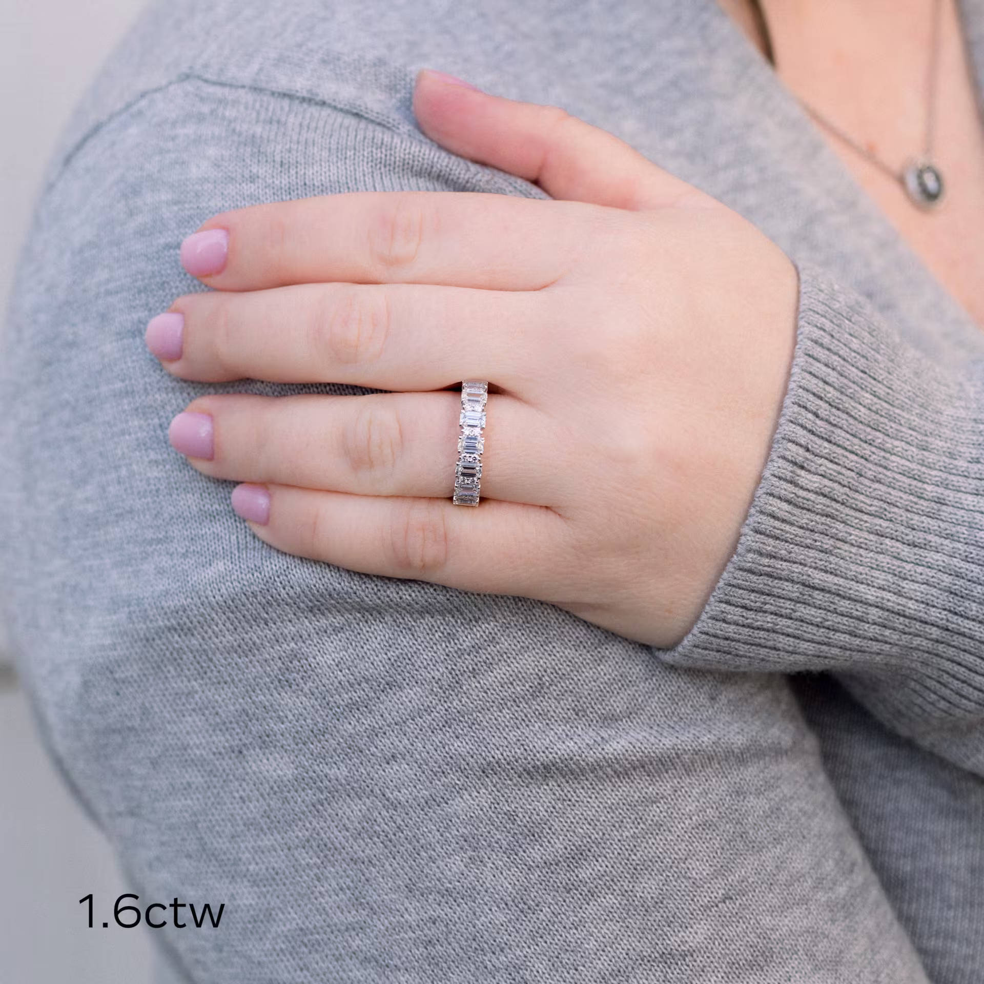 1.6 ctw Diamonds set in Platinum Emerald and Round Half Band in Platinum 1.6ctw (Main View)