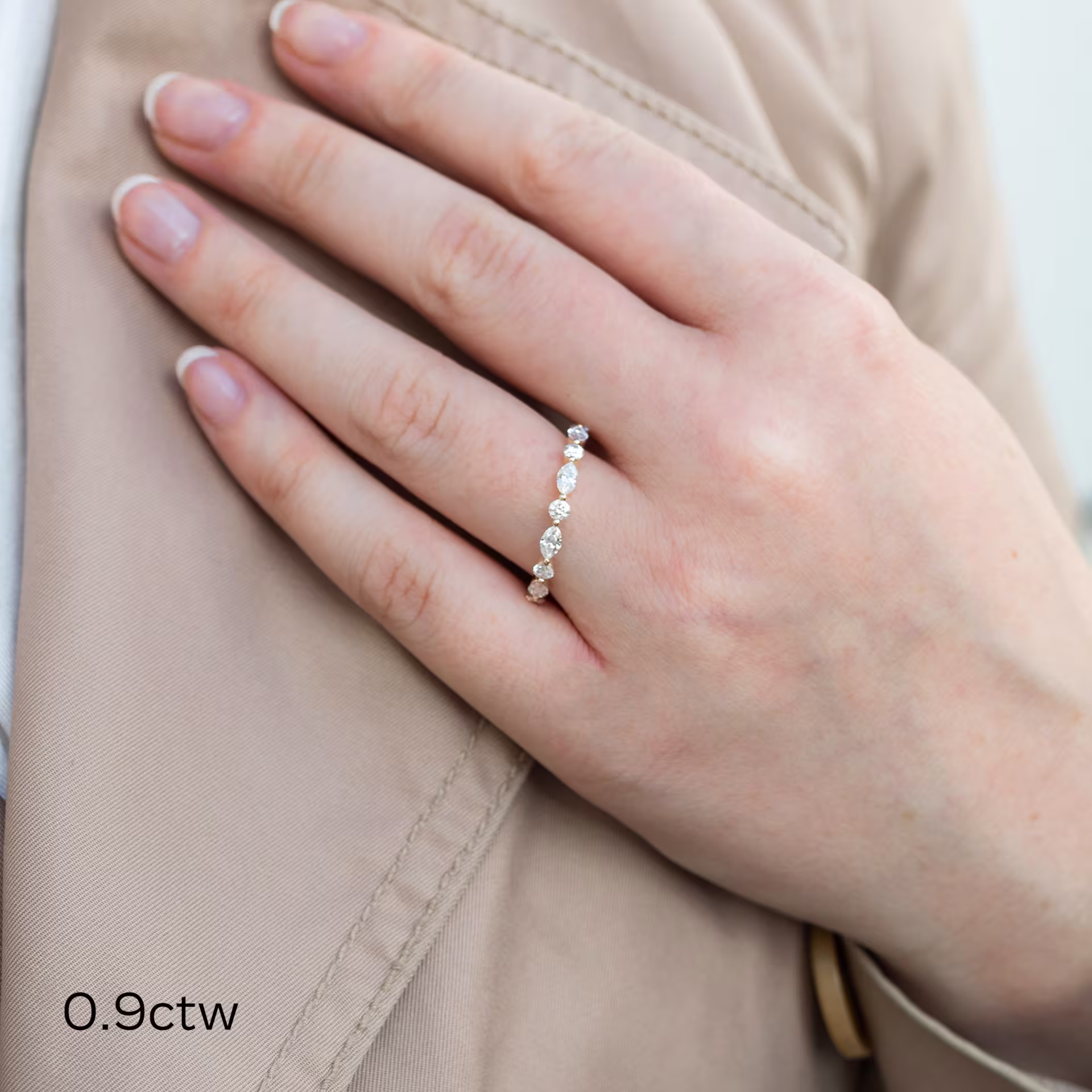 0.9 ct Diamonds Marquise and Round East-West Three Quarter Band in 14k Yellow Gold 0.9ctw in 14k Yellow Gold (Main View)