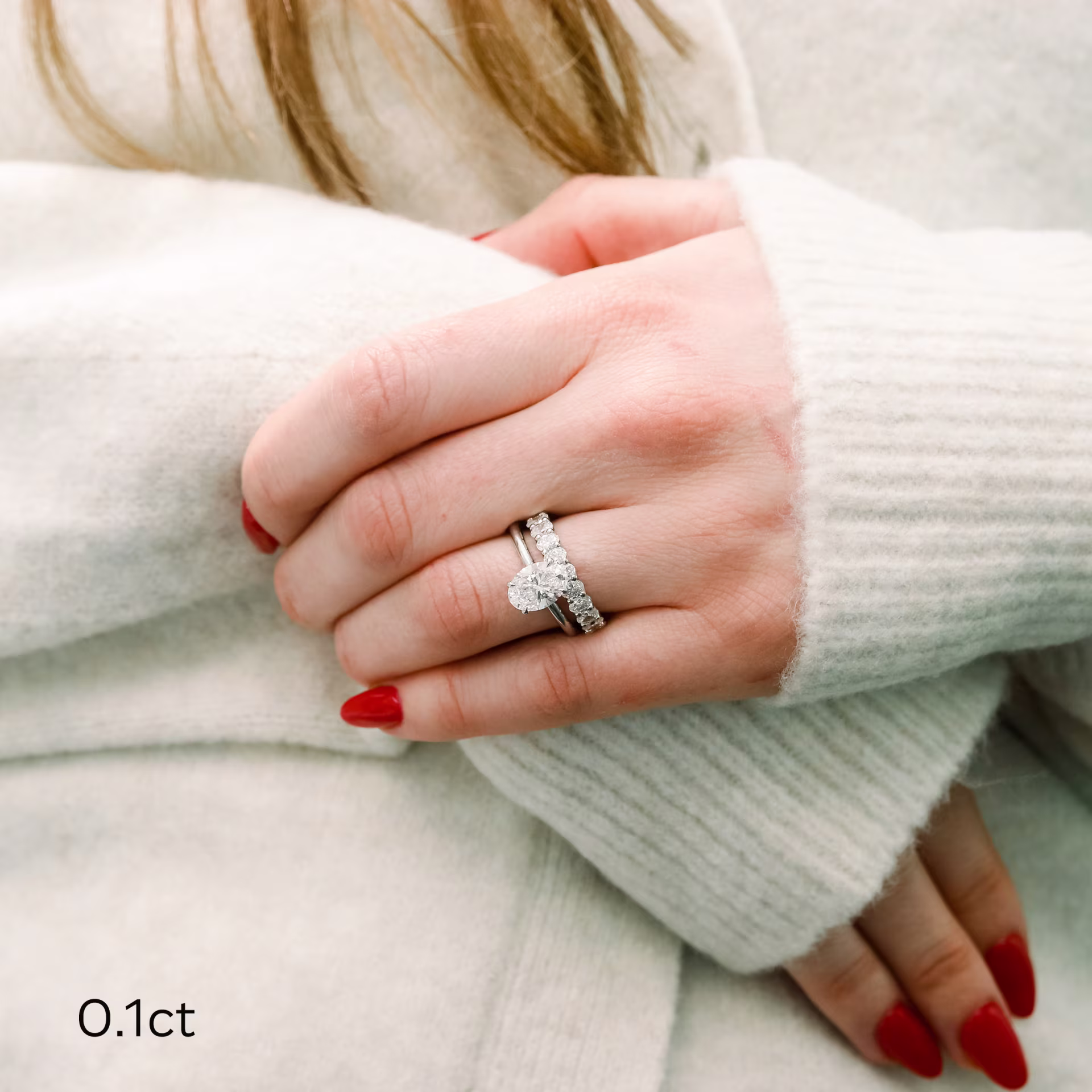 1.7 Carat Lab Diamonds set in Platinum Oval French U Three Quarter Band in Platinum 1.7ctw (Main View)