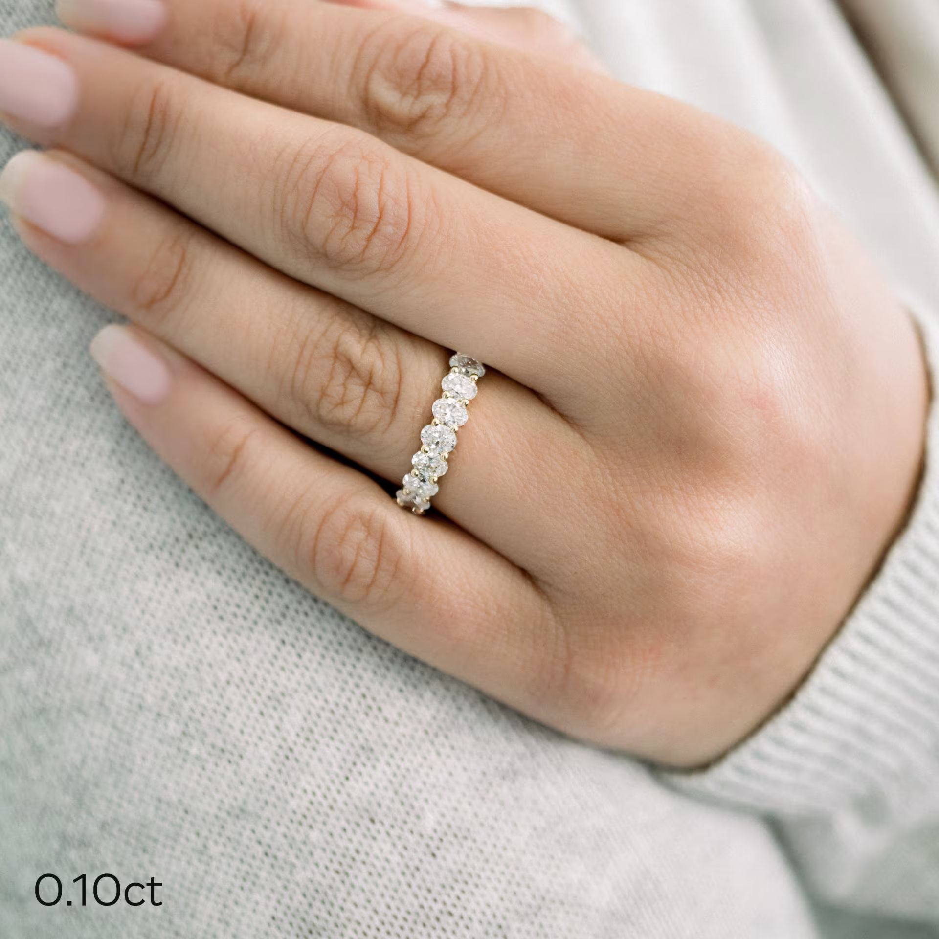 1.7 Carat Lab Diamonds set in 18k Yellow Gold Oval French U Three Quarter Band (Main View)