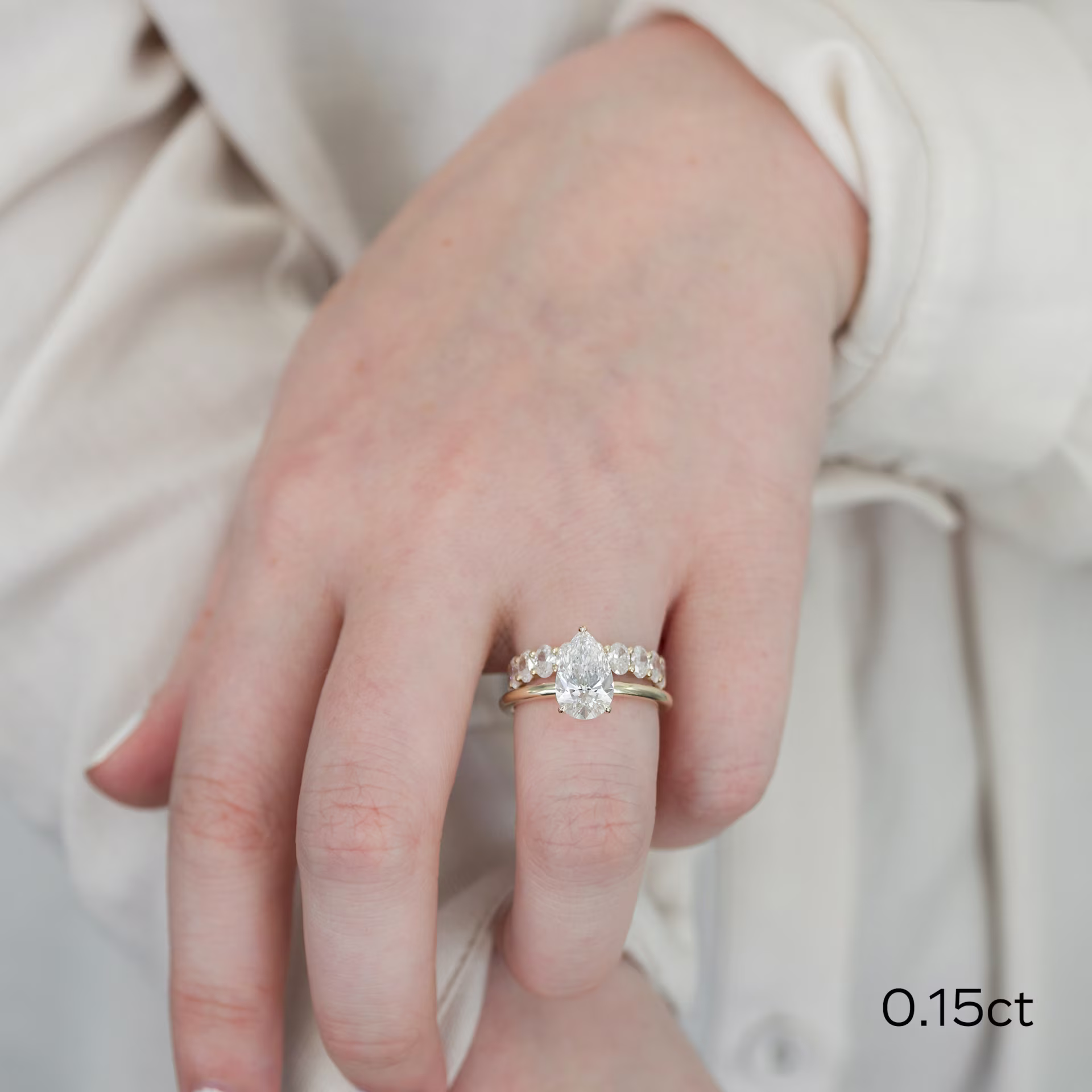 14k Yellow Gold Oval French U Three Quarter Band featuring 2.25 ct Diamonds (Main View)