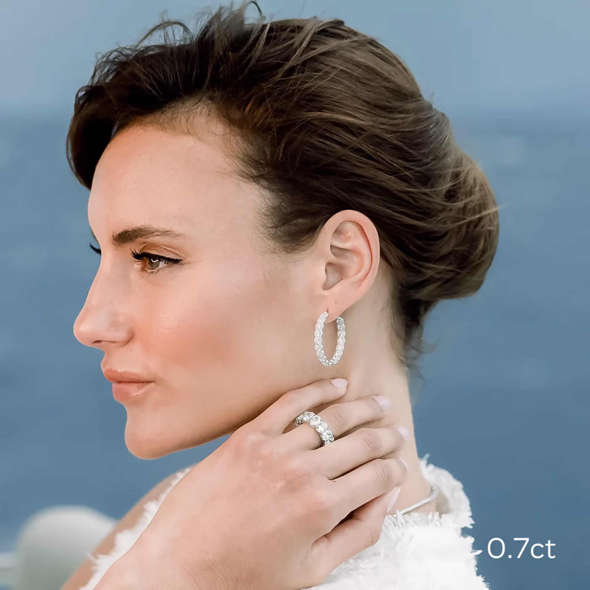 Platinum Oval French U Half Band featuring Exceptional Quality 5.0 Carat Lab Grown Diamonds (Main View)