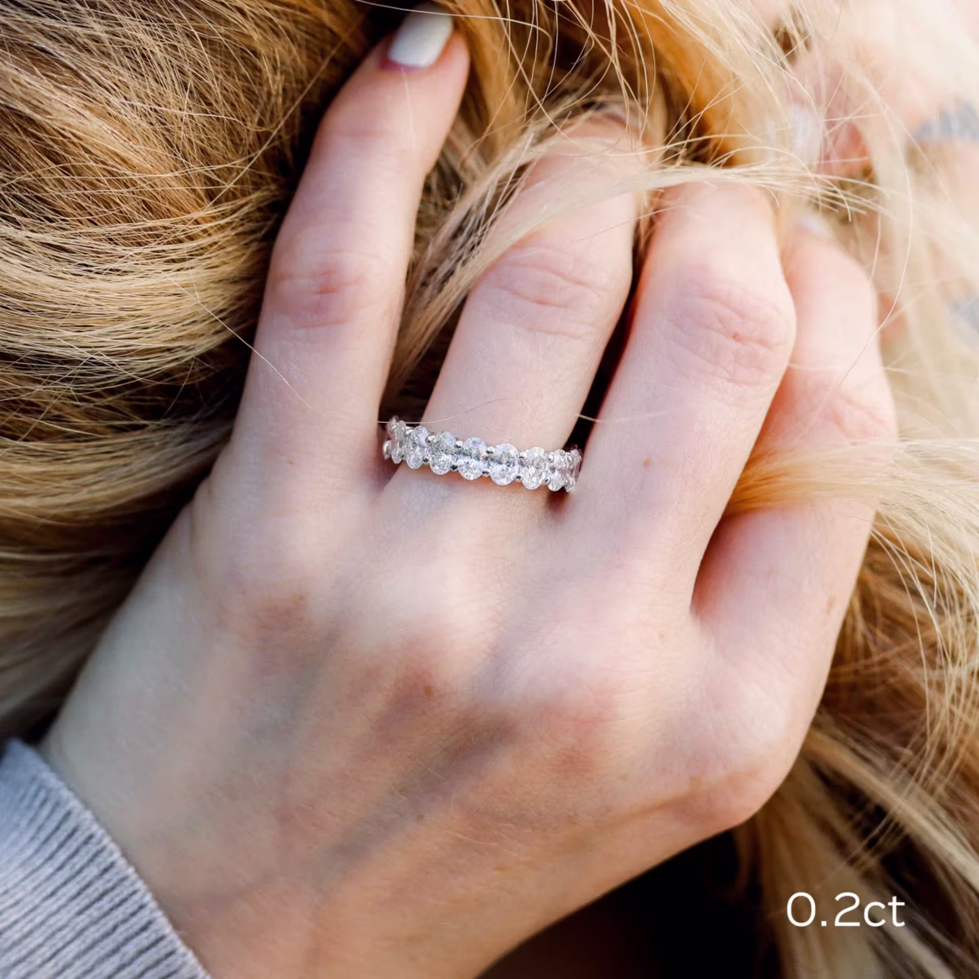 2.0 Carat Diamonds set in Platinum Oval French U Half Band in Platinum 2ctw (Main View)