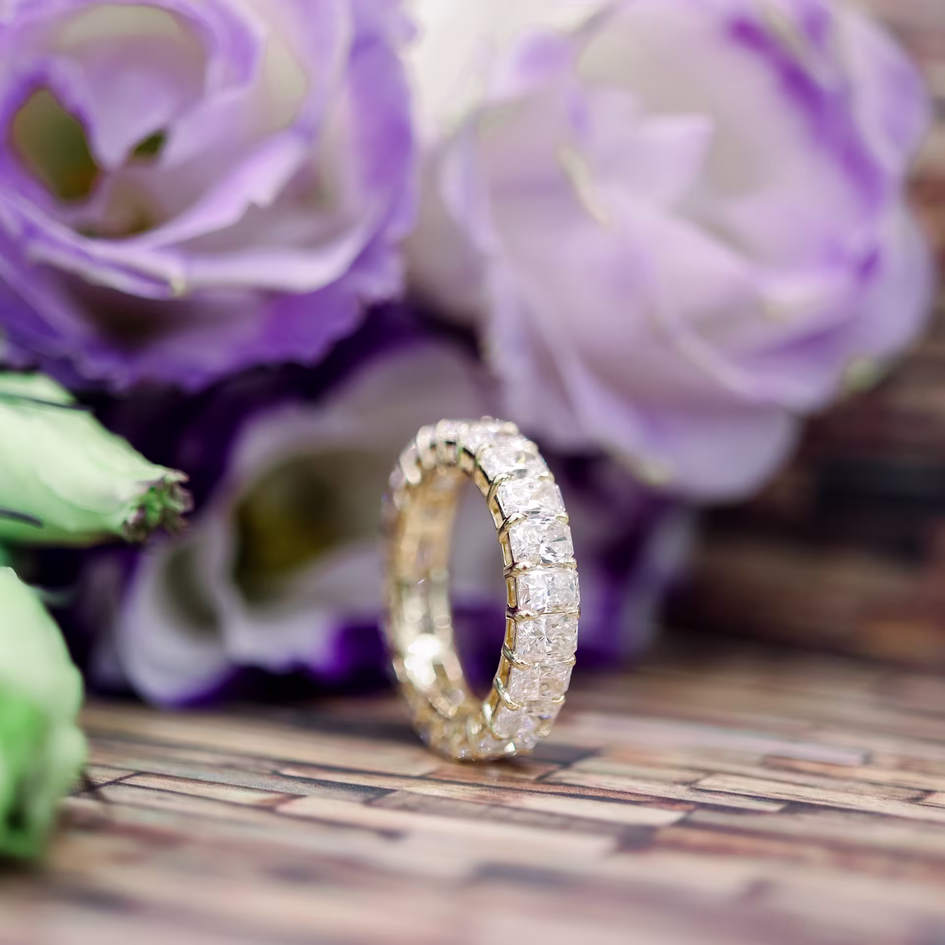 18k Yellow Gold Radiant Eternity Band featuring Hand Selected 4.4 ct Diamonds (Main View)