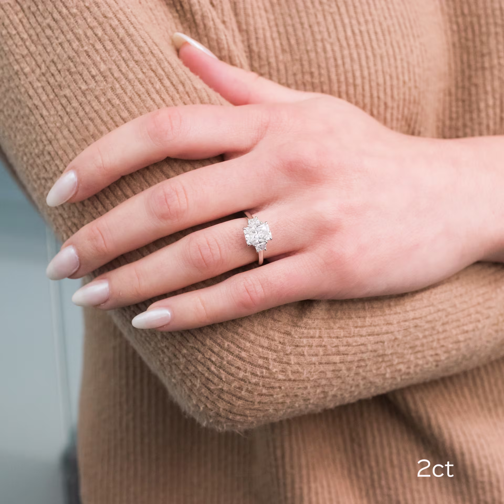 2.5 Carat Lab Diamonds set in Platinum Radiant and Trapezoid Setting (Main View)