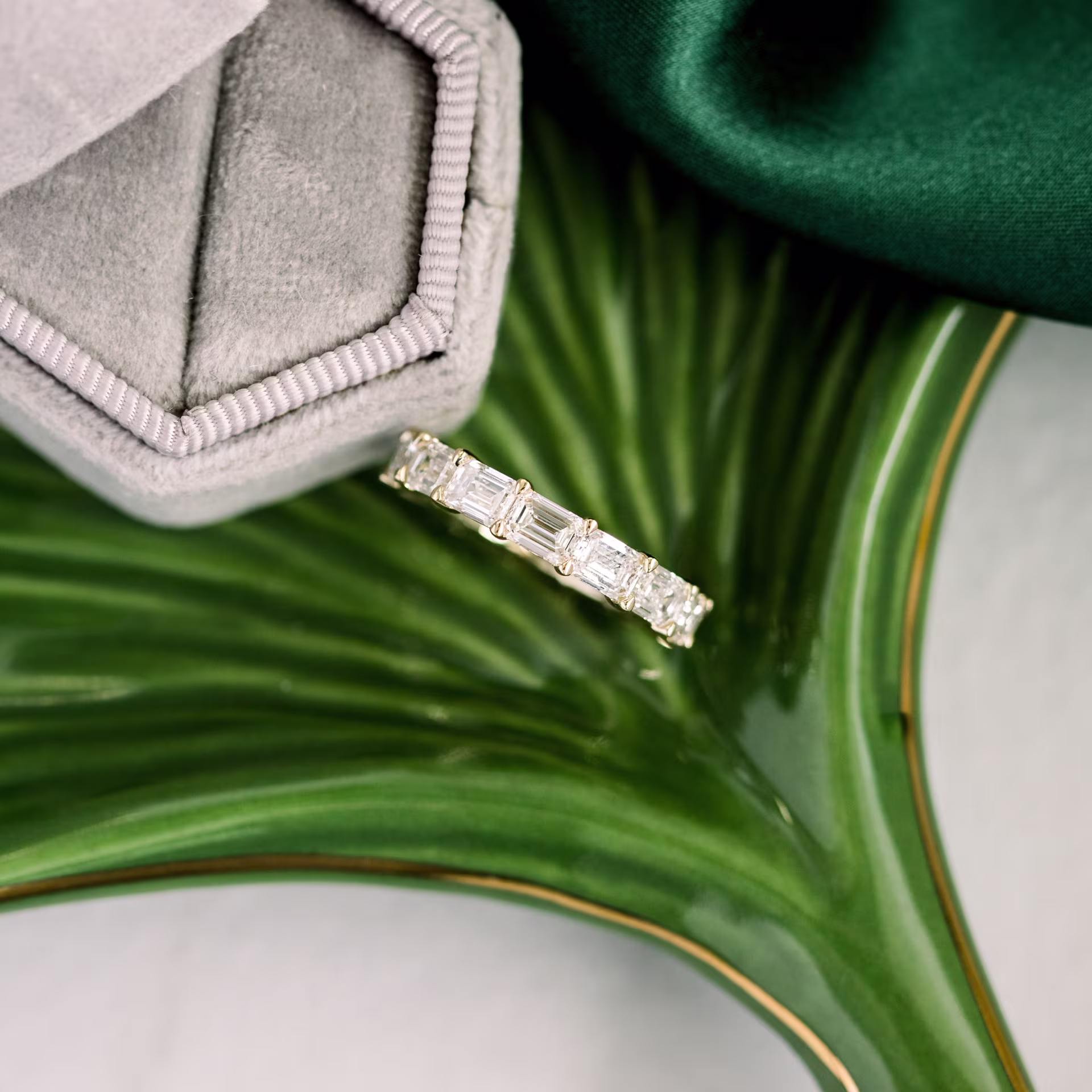 14k Yellow Gold Emerald East-West Three Quarter Band in 14k Yellow Gold 3ctw featuring 3.0 ct Diamonds (Main View)