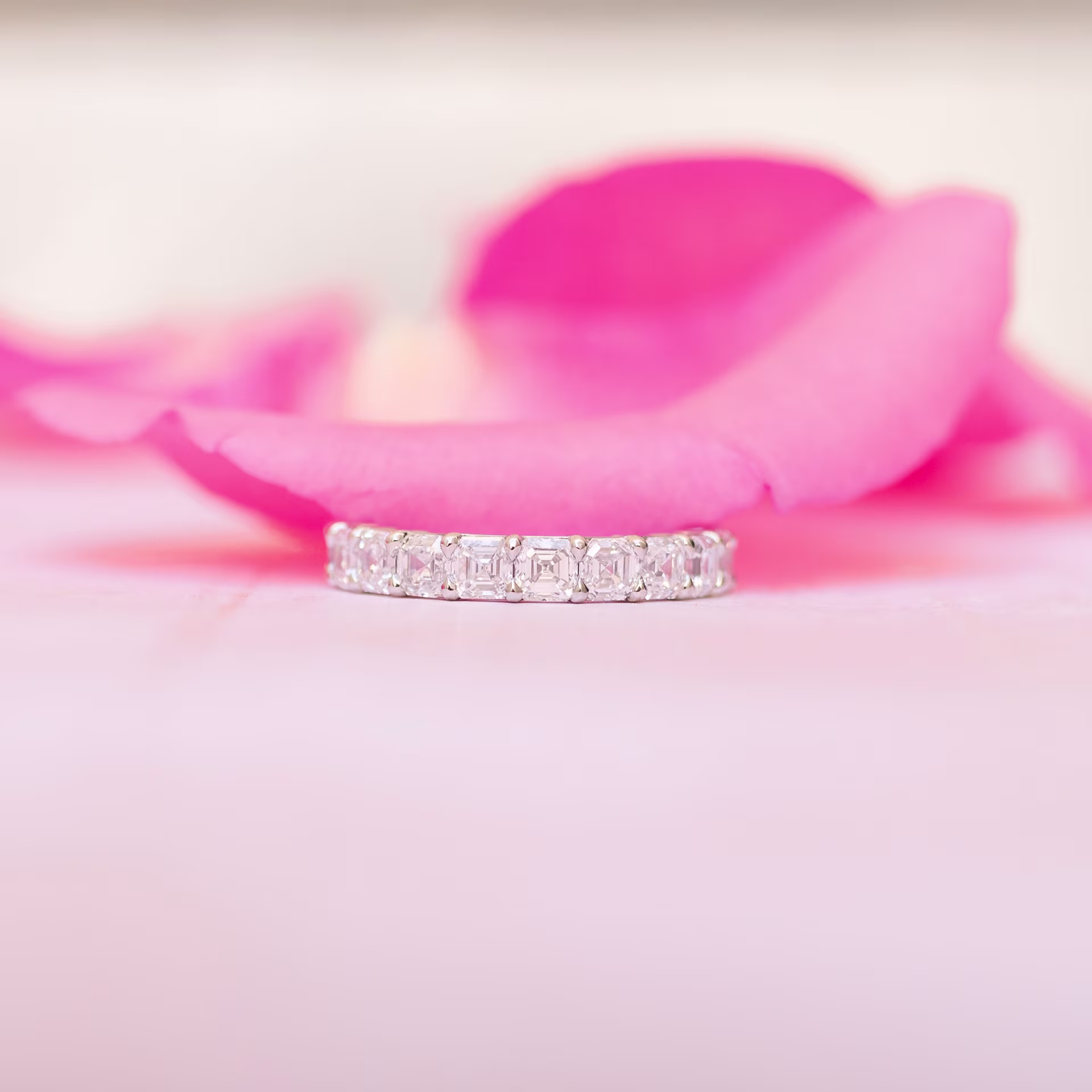 3.0 Carat Lab Grown Diamonds set in Platinum Asscher Three Quarter Band (Main View)