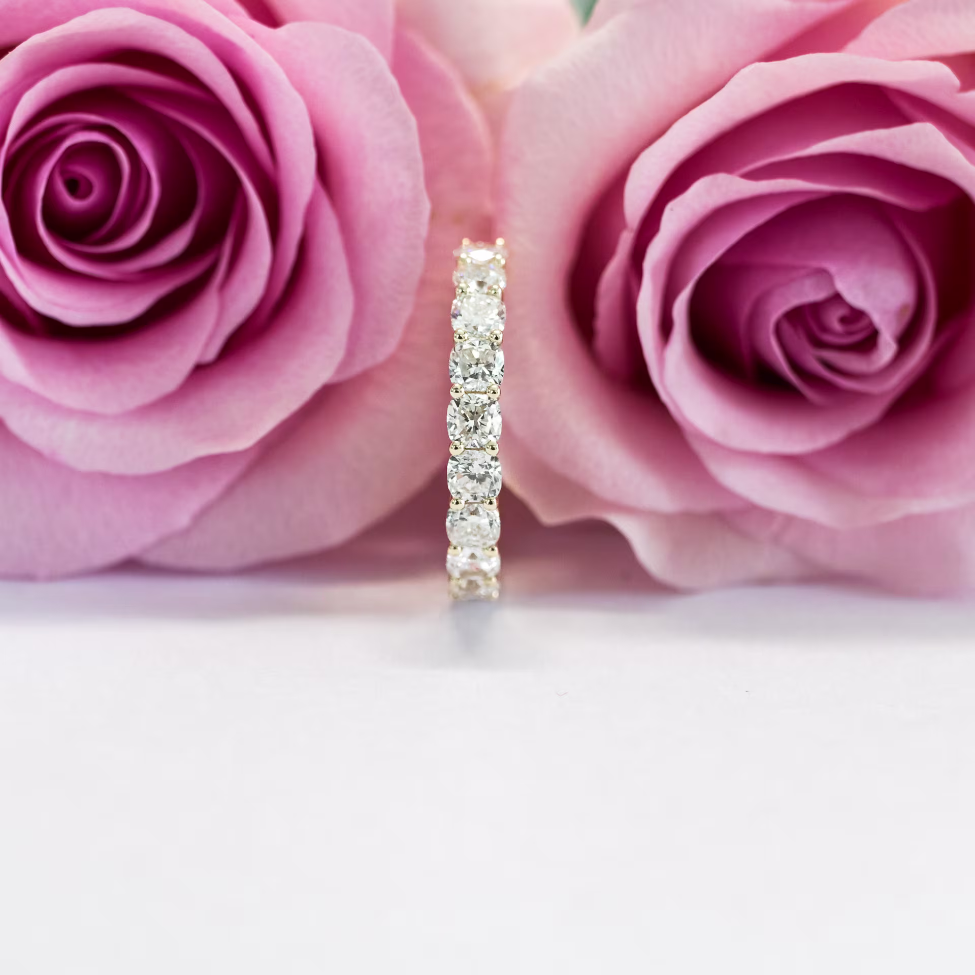 14k Yellow Gold Cushion Three Quarter Band featuring 3.5 ctw Man Made Diamonds (Main View)