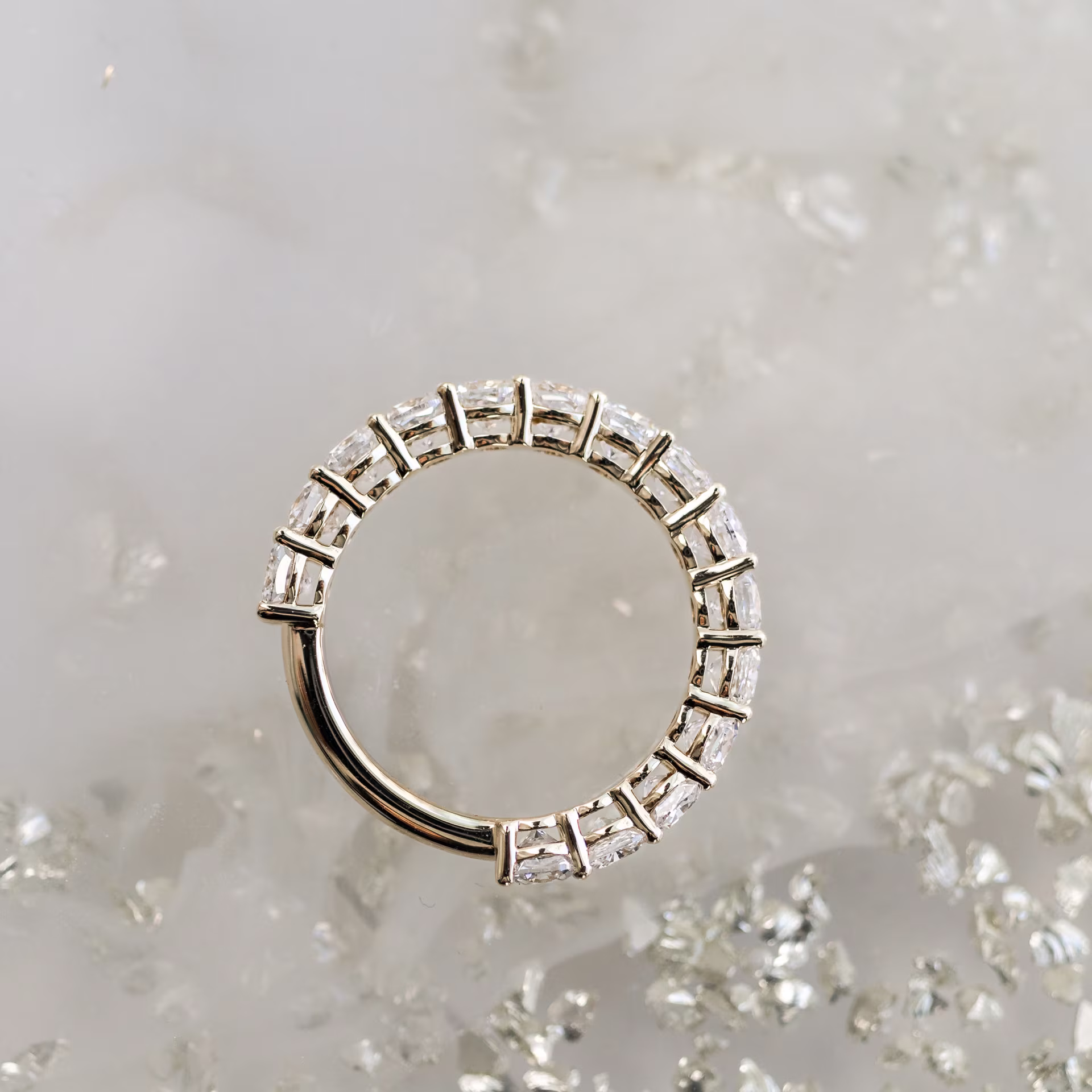 Yellow Gold Cushion Three Quarter Band featuring 3.5 ctw Lab Diamonds (Main View)