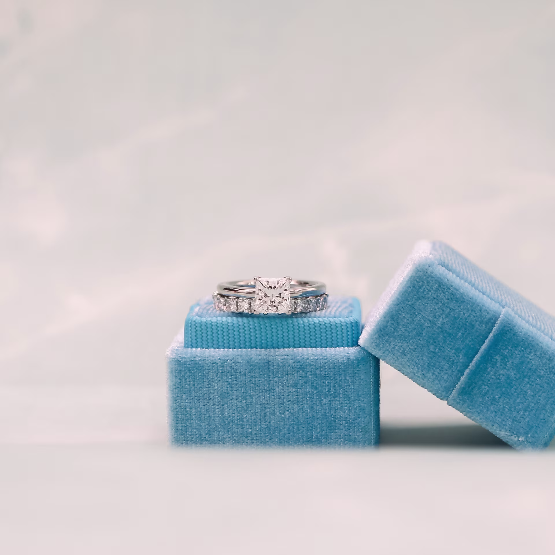 2.0 ct Synthetic Diamonds set in Platinum Princess Three Quarter Band in Platinum 2ctw (Main View)