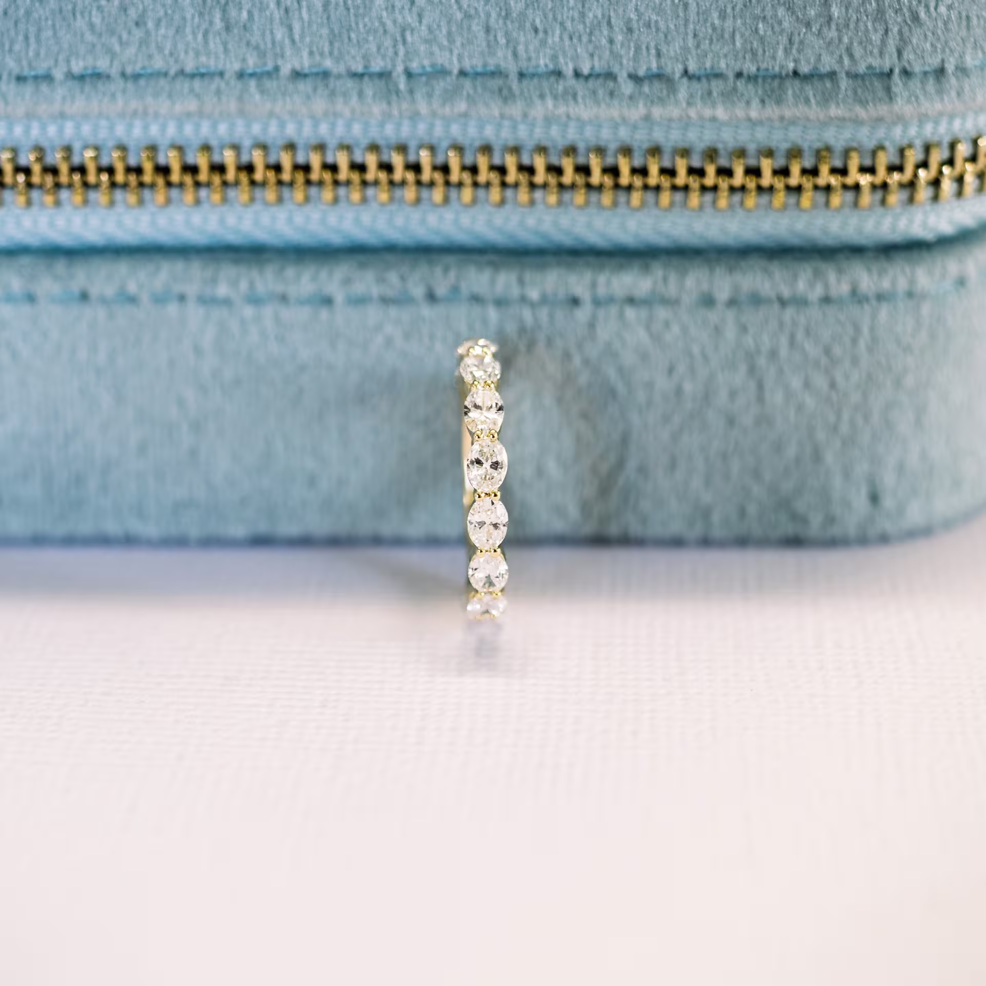 Hand Selected 1.25 Carat Diamonds set in 18k Yellow Gold Oval East-West Three Quarter Band in 18k Yellow Gold 1.25ctw (Side View)