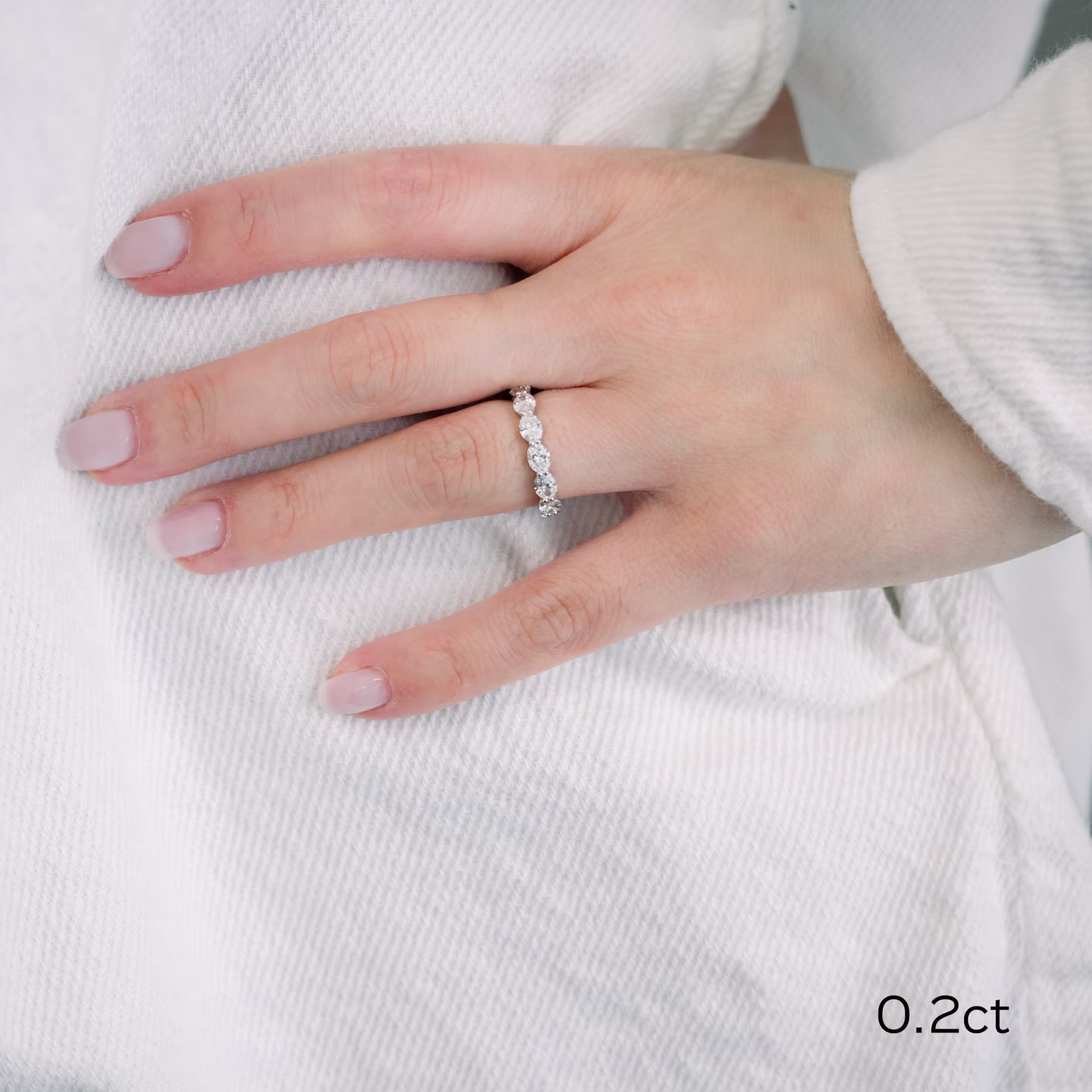 Platinum Oval East-West Three Quarter Band featuring 1.8 ctw Lab Diamonds (Profile View)