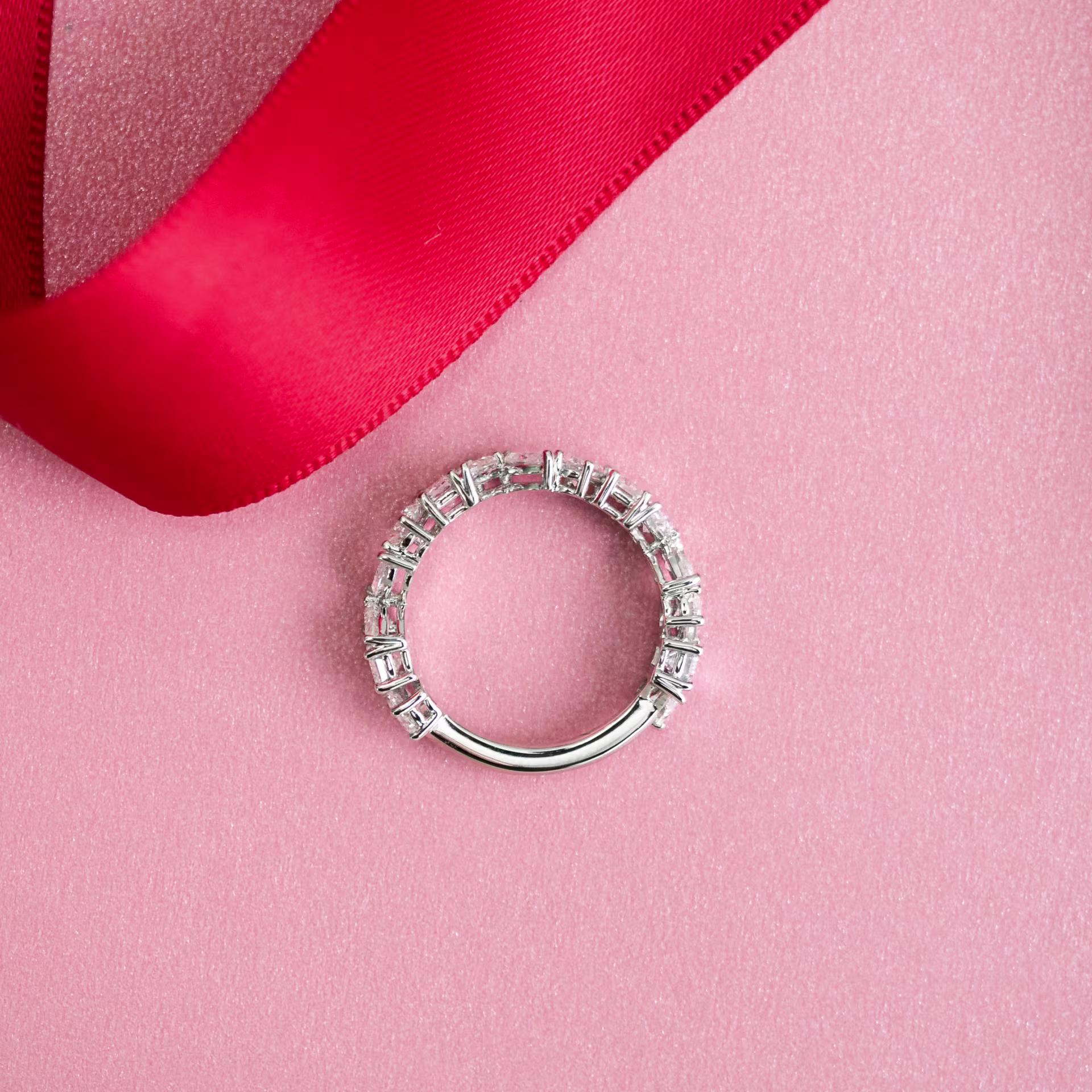 High Quality 2.0 Carat Lab Diamonds set in Platinum Cassidy Three Quarter Band (Profile View)