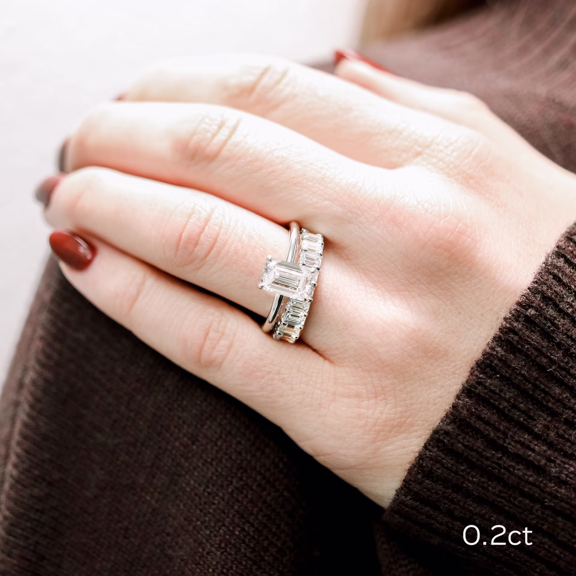 Platinum Emerald Three Quarter Band in Platinum 3.6ctw featuring 3.6 Carat Lab Diamonds (Profile View)