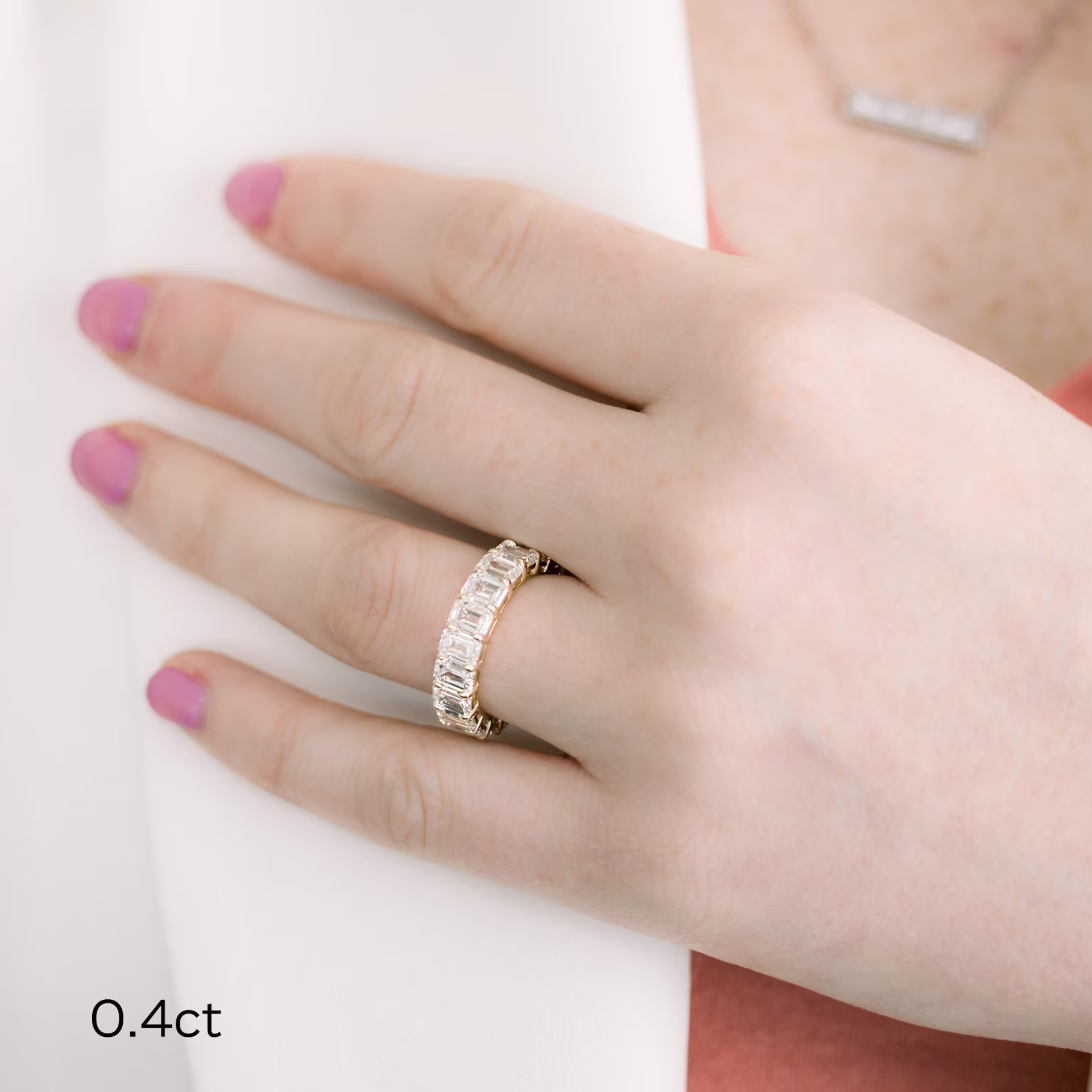 14k Yellow Gold Emerald Three Quarter Band in 14k Yellow Gold 5.5ctw featuring Exceptional Quality 5.5 ct Lab Diamonds (Main View)