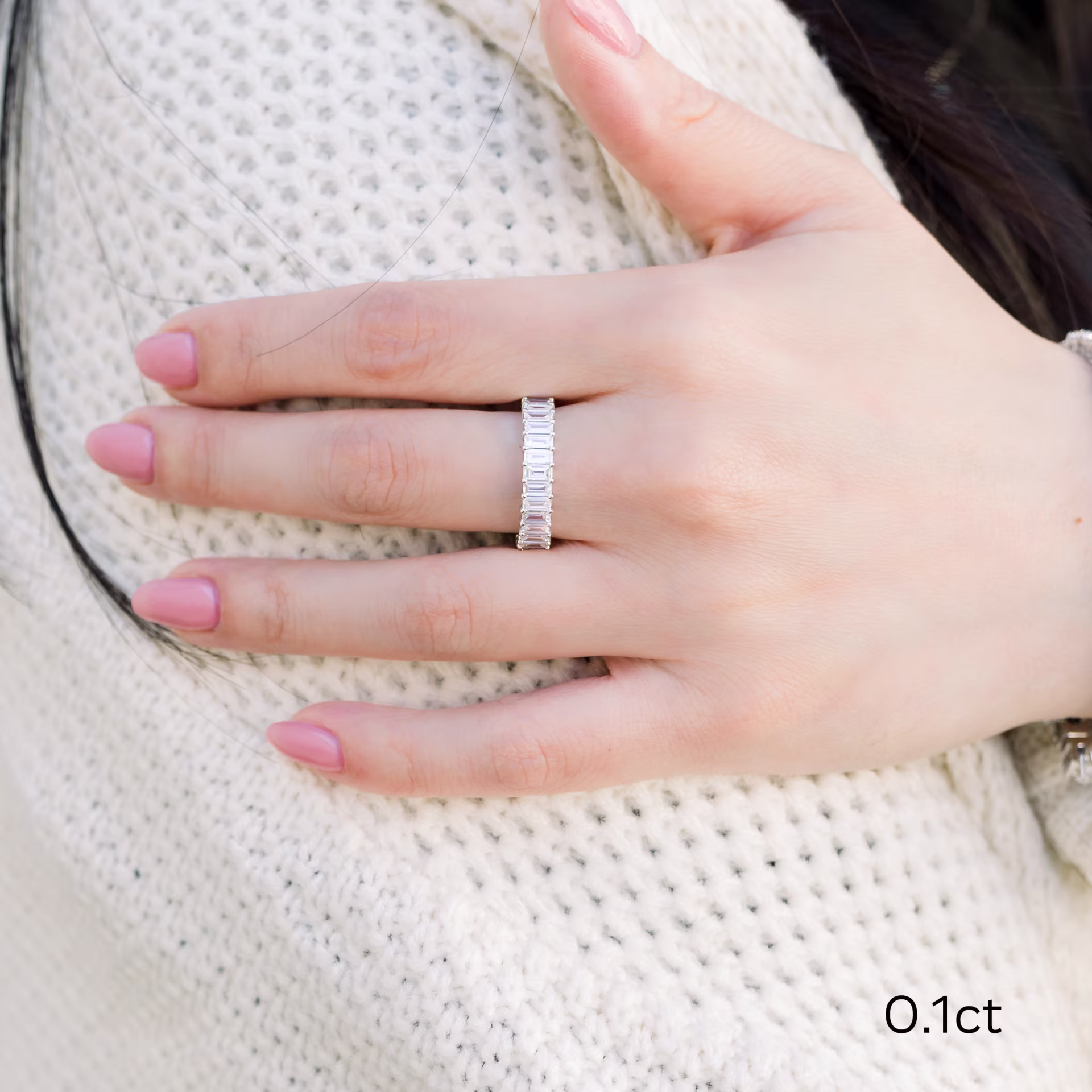 Hand Selected 2.8 ctw Lab Diamonds set in Platinum Baguette Eternity Band in Platinum 2.8ctw (Profile View)