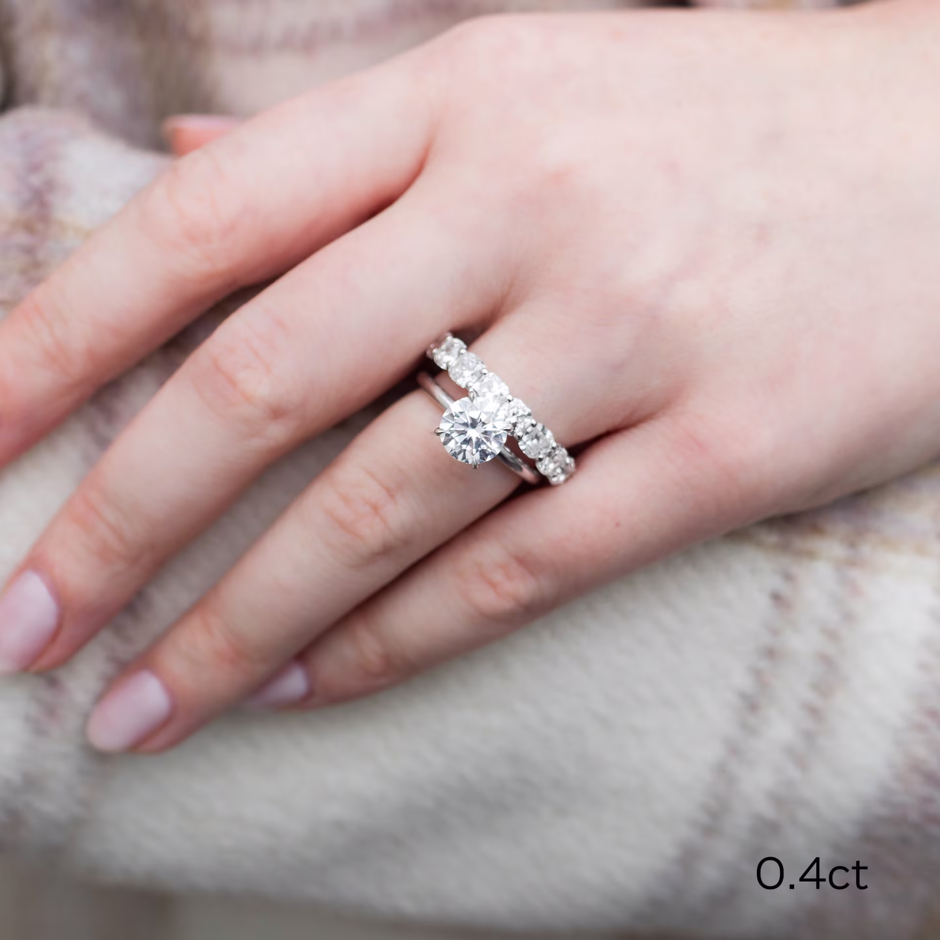 5.0 Carat Lab Diamonds set in 18k White Gold Cushion Three Quarter Band in 18k White Gold 5ctw (Profile View)