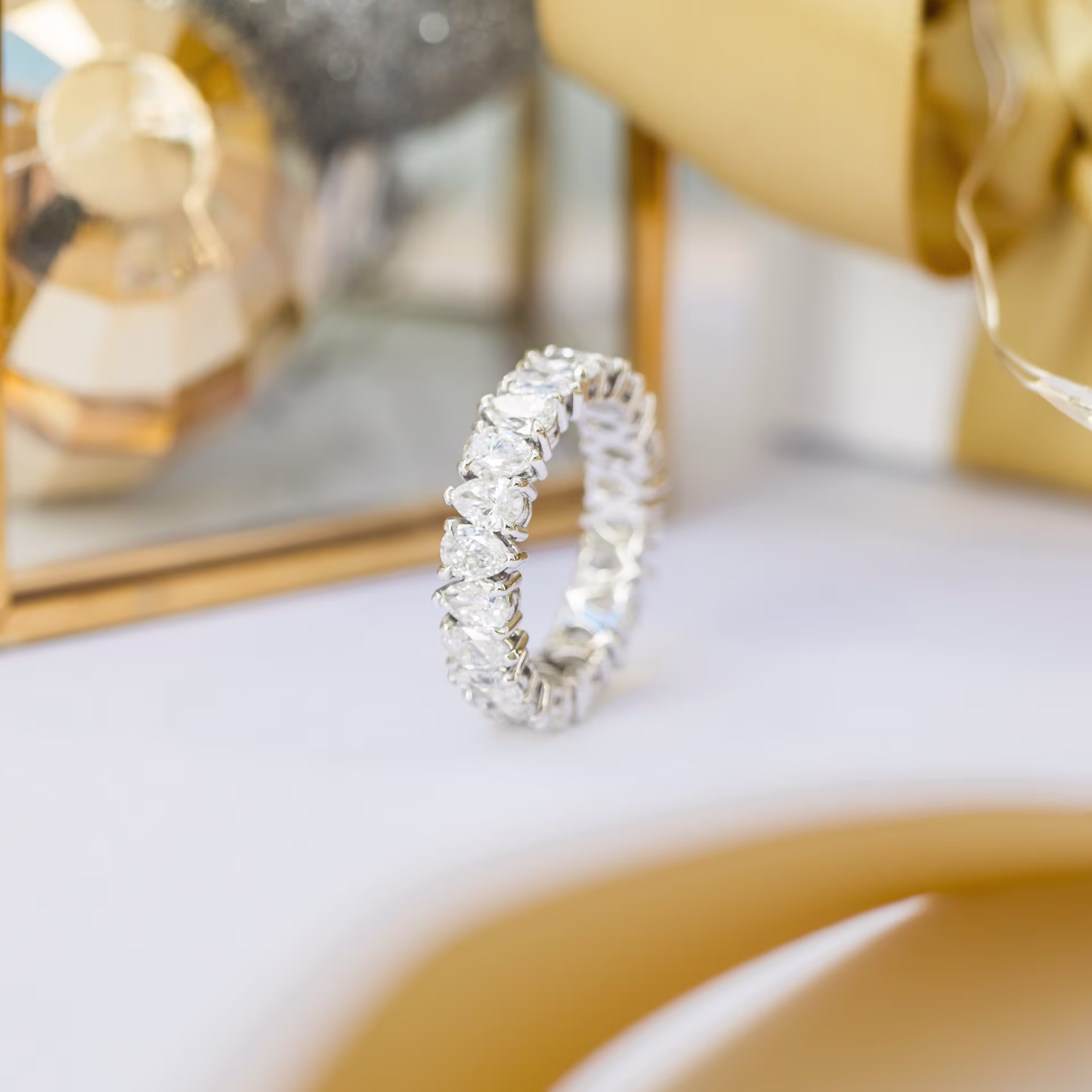 3.0 ctw Diamonds Pear Alternating Eternity Band in 18 Karat White Gold (Side View)