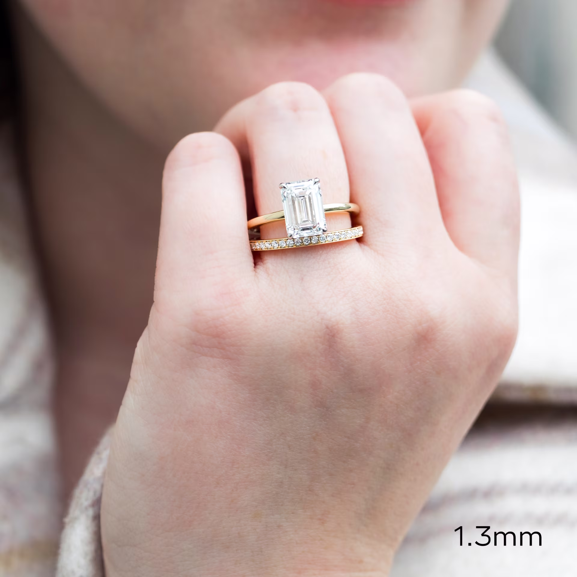 18k Yellow Gold Channel Set Three Quarter Band featuring High Quality 0.3 Carat Round Brilliant Lab Created Diamonds (Profile View)