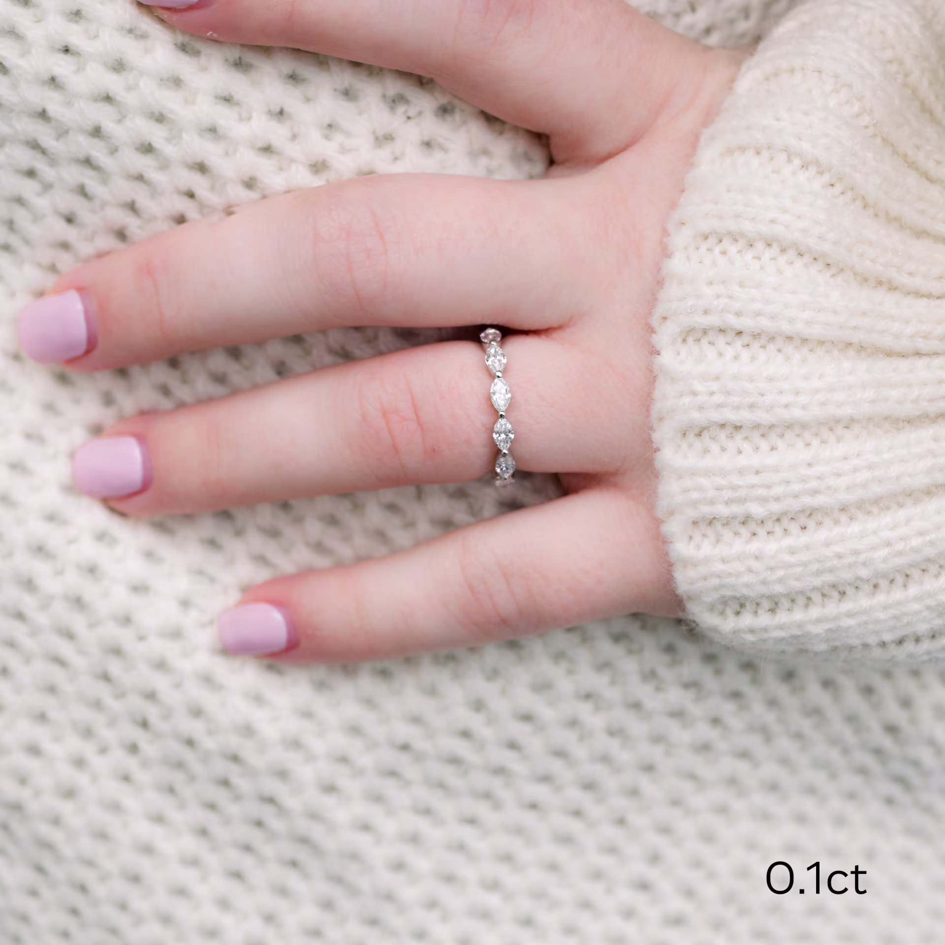 1.0 Carat Diamonds set in Platinum Marquise East-West Three Quarter Band (Main View)