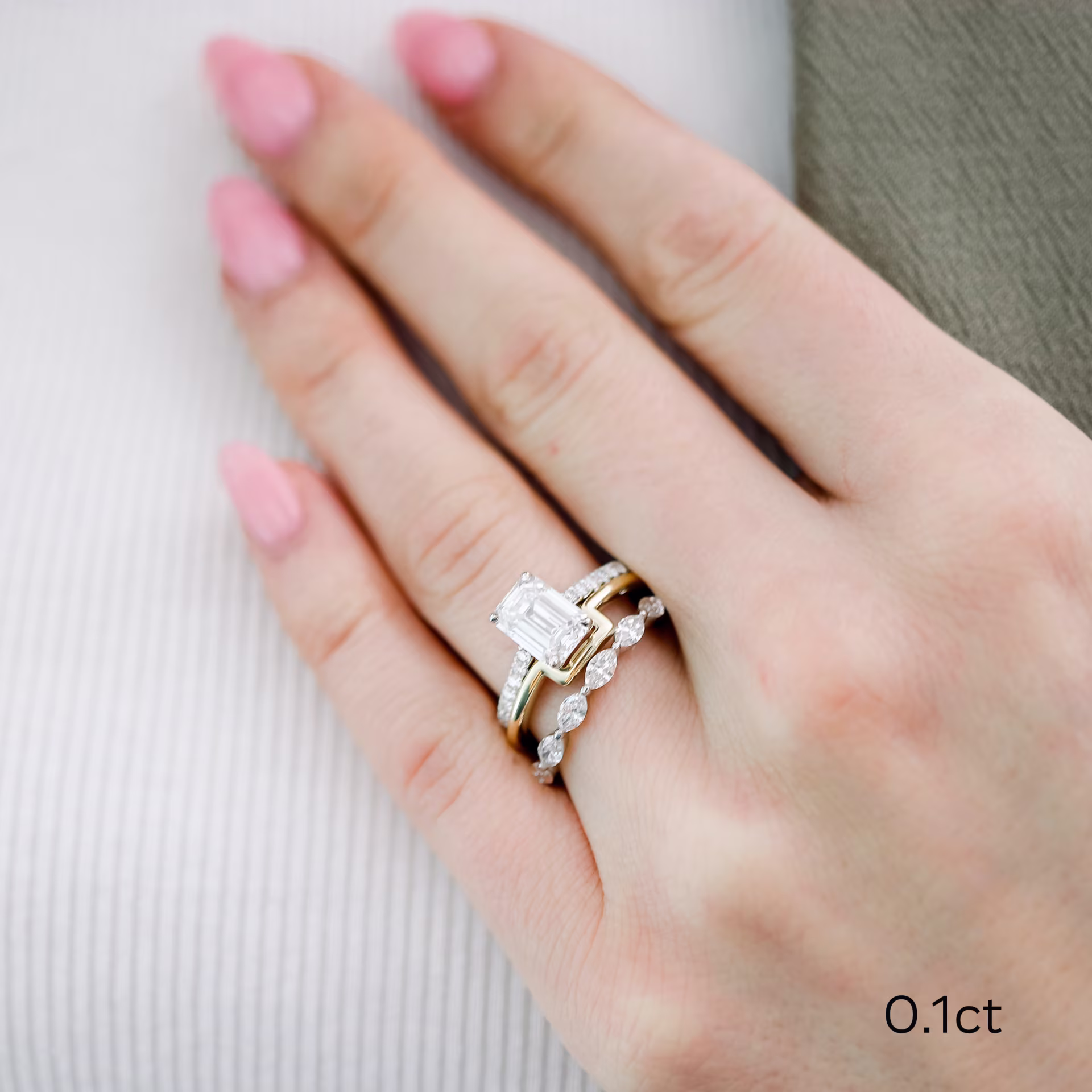 High Quality 1.0 Carat Lab Grown Diamonds set in White Gold Marquise East-West Three Quarter Band (Main View)