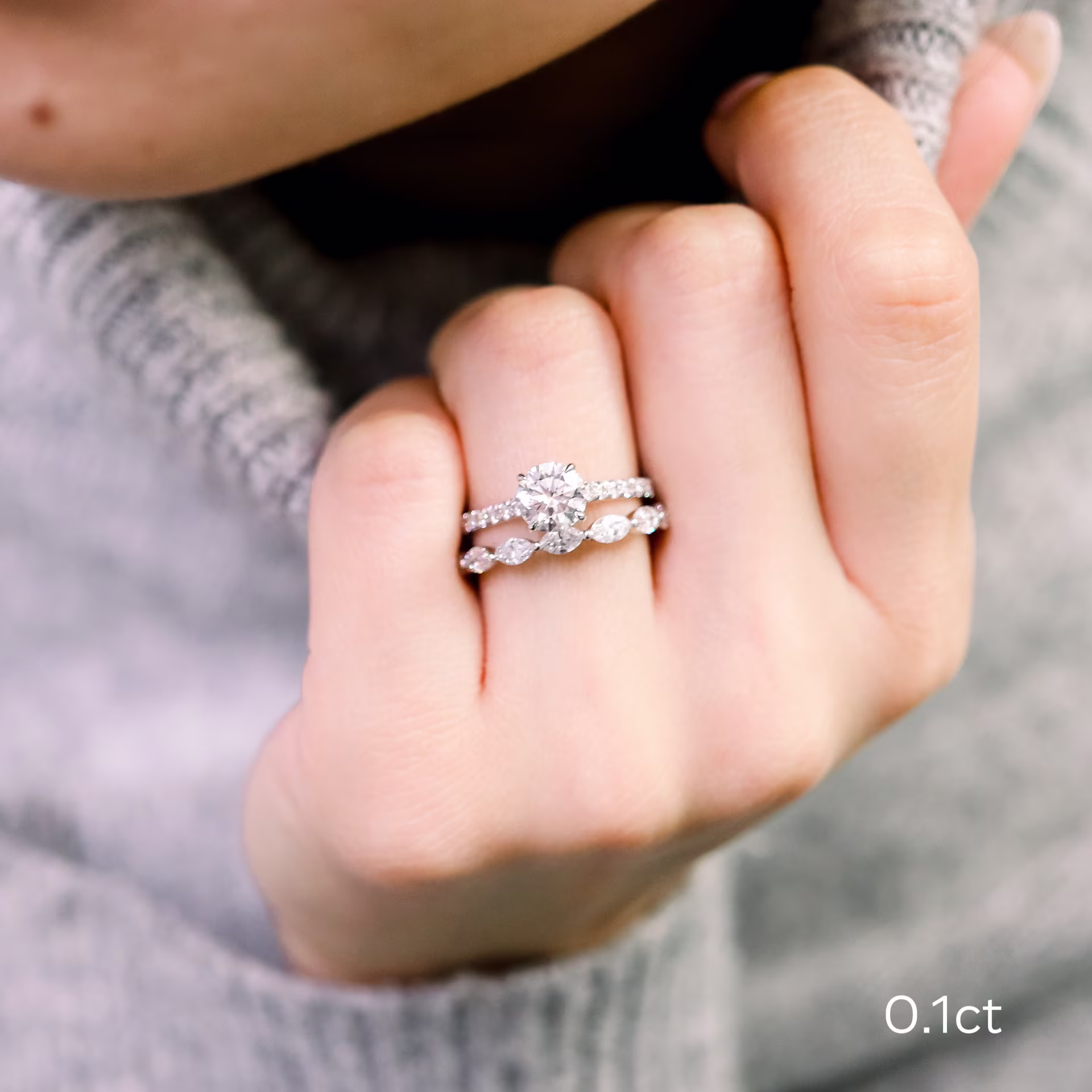 1.0 ct Lab Diamonds set in Platinum Marquise East-West Three Quarter Band (Main View)