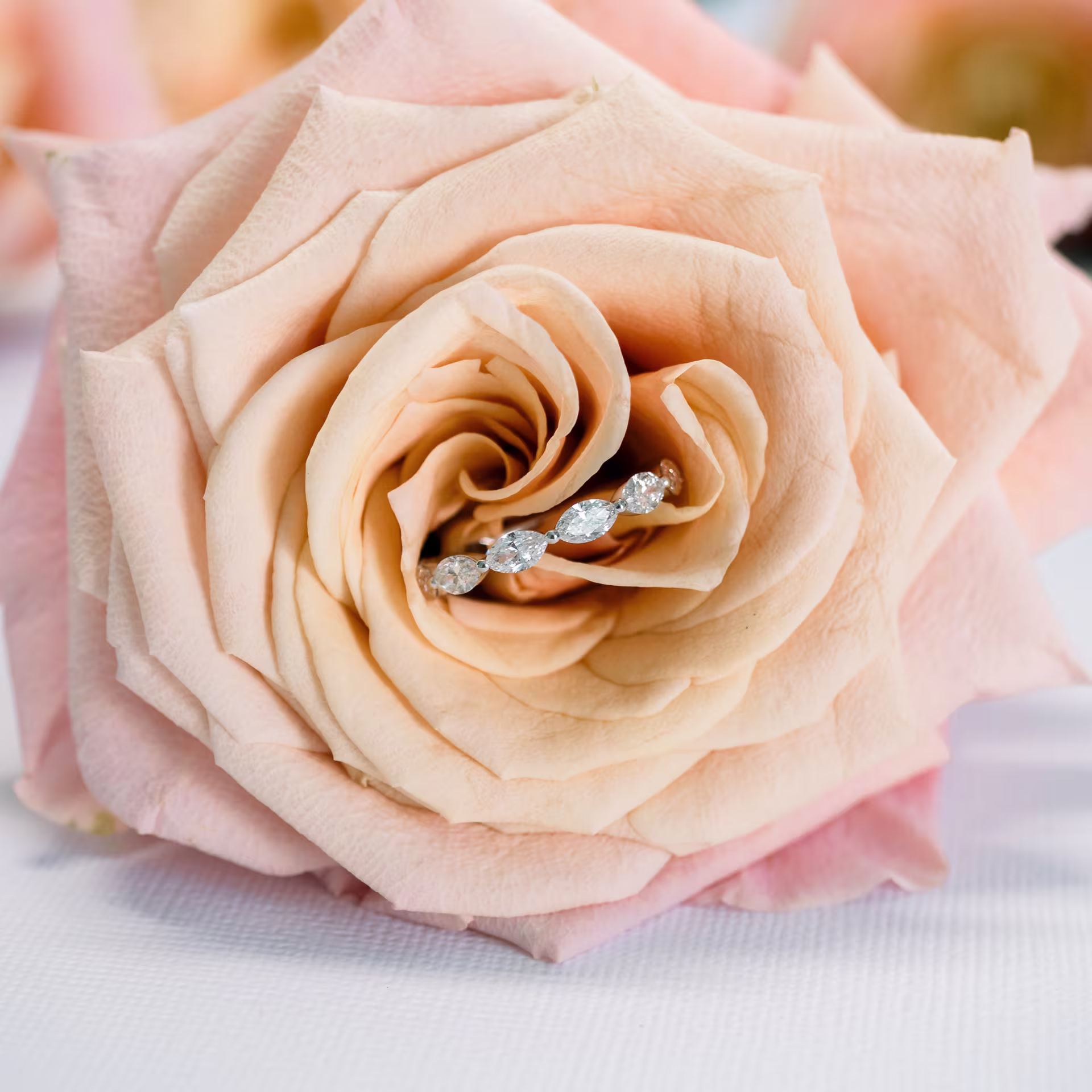 1.2 Carat Lab Diamonds Marquise East-West Half Band in 18k White Gold 1.2ctw in 18 Karat White Gold (Main View)