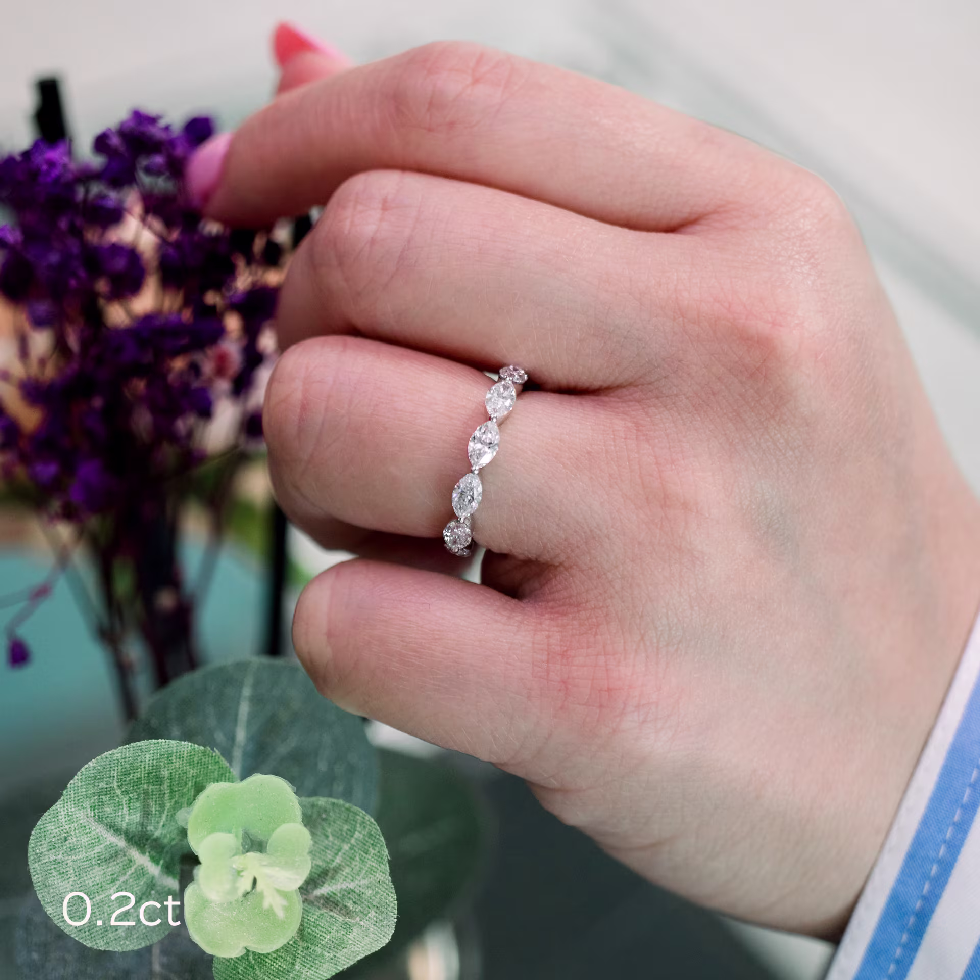 1.2 ct Lab Diamonds set in Platinum Marquise East-West Half Band in Platinum 1.2ctw (Main View)