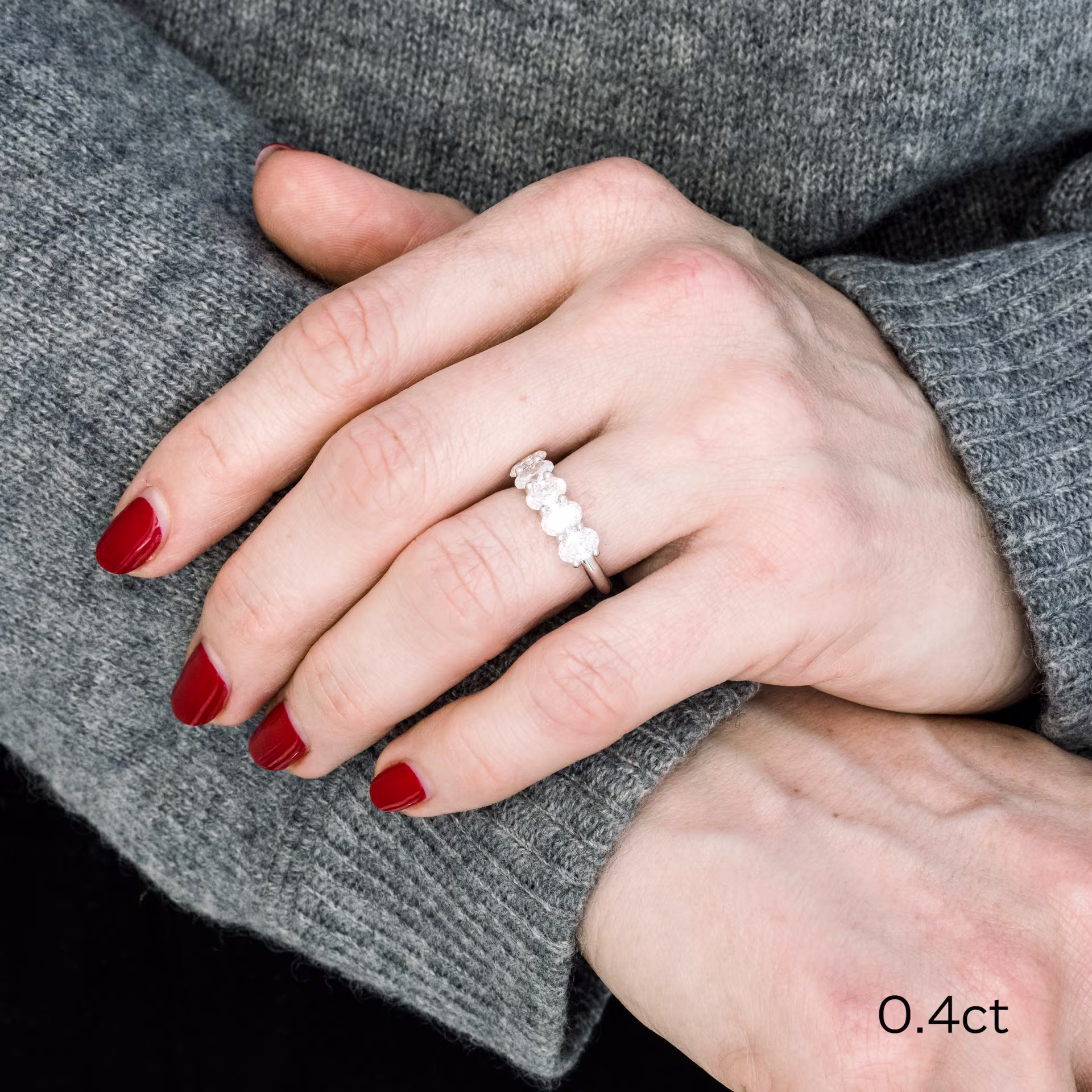 18k White Gold Oval Basket Five Stone in 18k White Gold 2ctw featuring 2.0 Carat Lab Grown Diamonds (Main View)