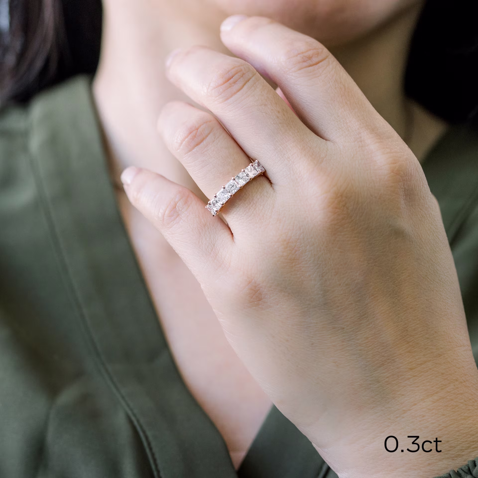 Exceptional Quality 2.0 ct Man Made Diamonds Princess Seven Stone in 18k Rose Gold 2ctw in 18kt Rose Gold (Main View)