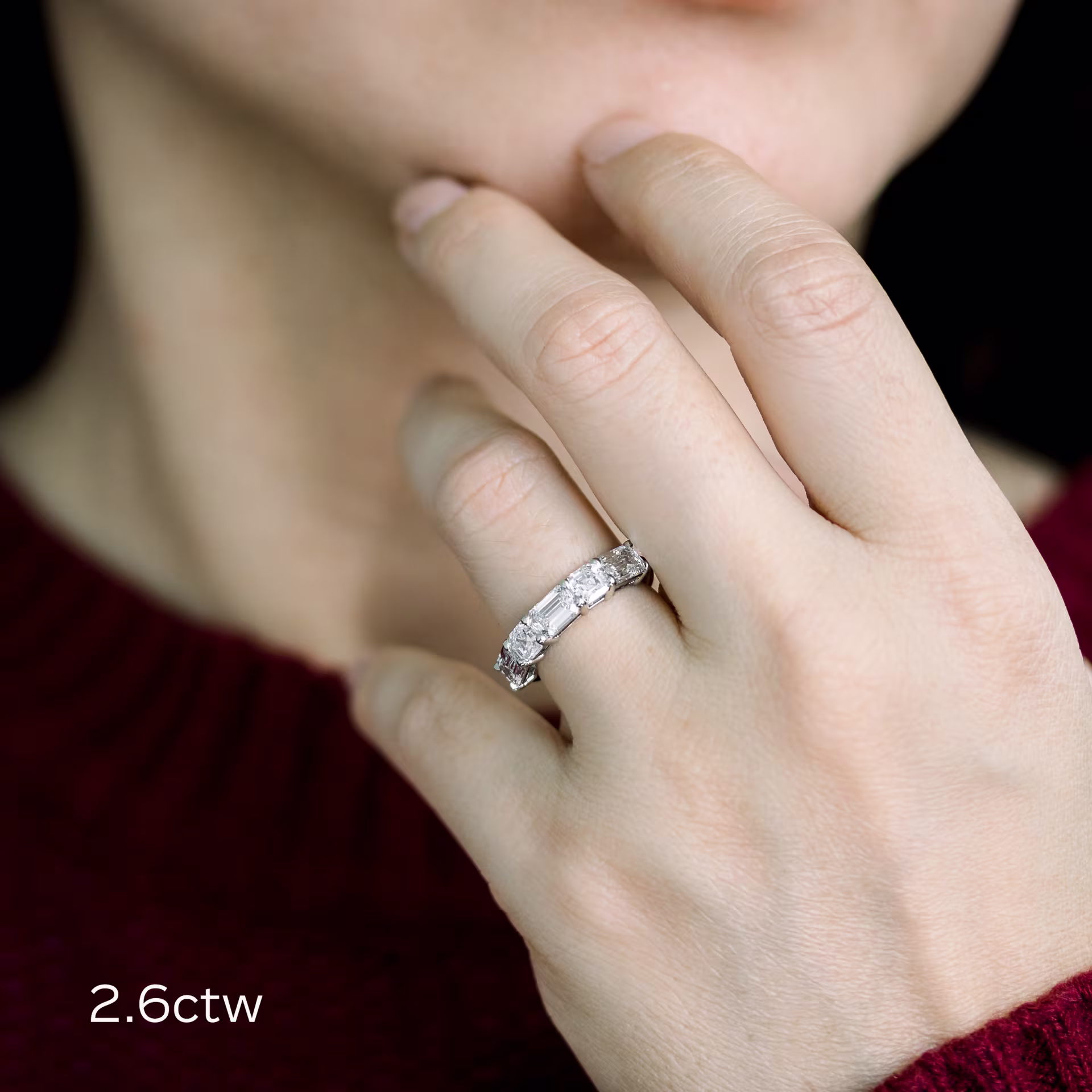 2.6 ctw Lab Diamonds set in Platinum Emerald and Asscher East-West Five Stone in Platinum 2.6ctw (Main View)