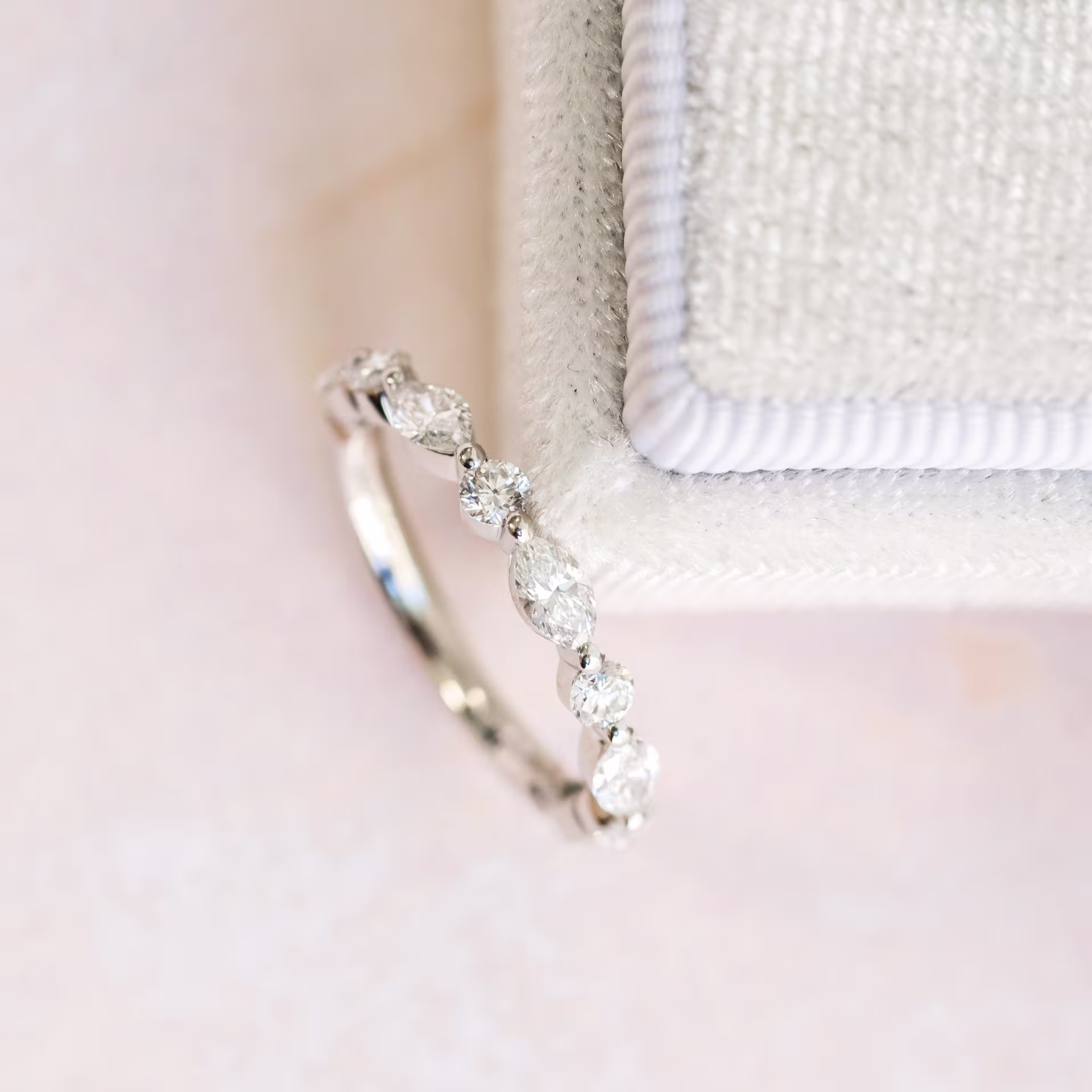 0.9 Carat Diamonds Marquise and Round East-West Three Quarter Band in Platinum (Main View)