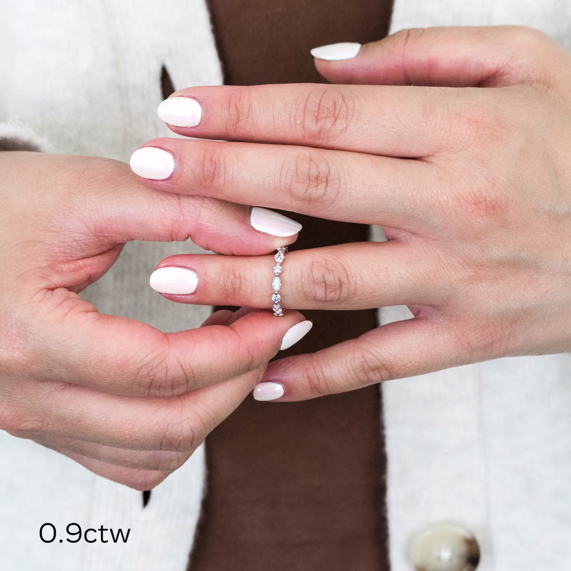 Platinum Marquise and Round East-West Three Quarter Band in Platinum 0.9ctw featuring High Quality 0.9 ct Lab Diamonds (Main View)