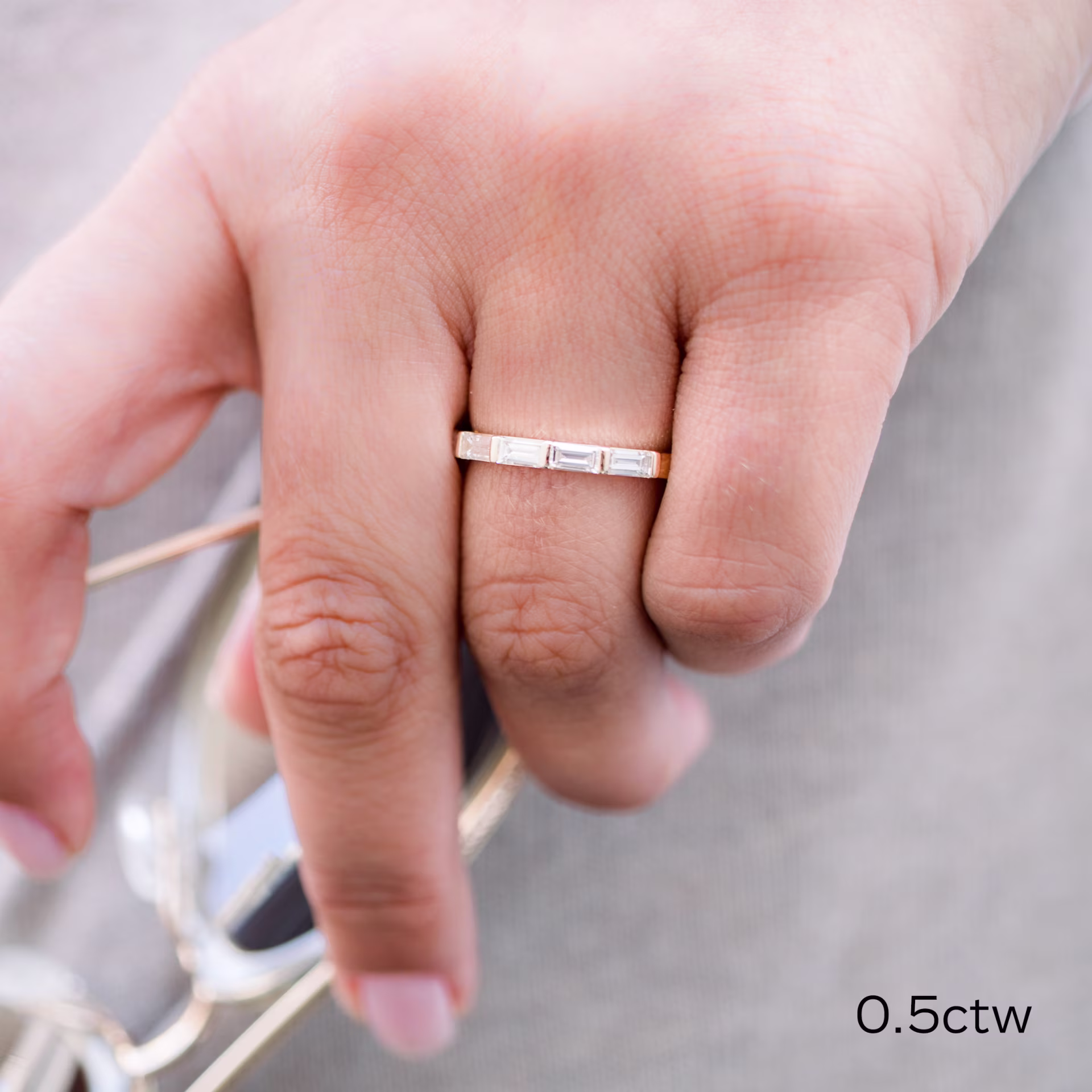 0.5 Carat Lab Diamonds Baguette East-West Five Stone in 14k Yellow Gold (Main View)