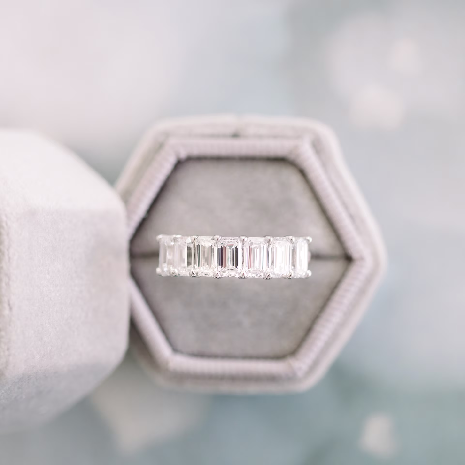 High Quality 2.0 ctw Lab Created Diamonds Emerald Seven Stone in Platinum (Main View)