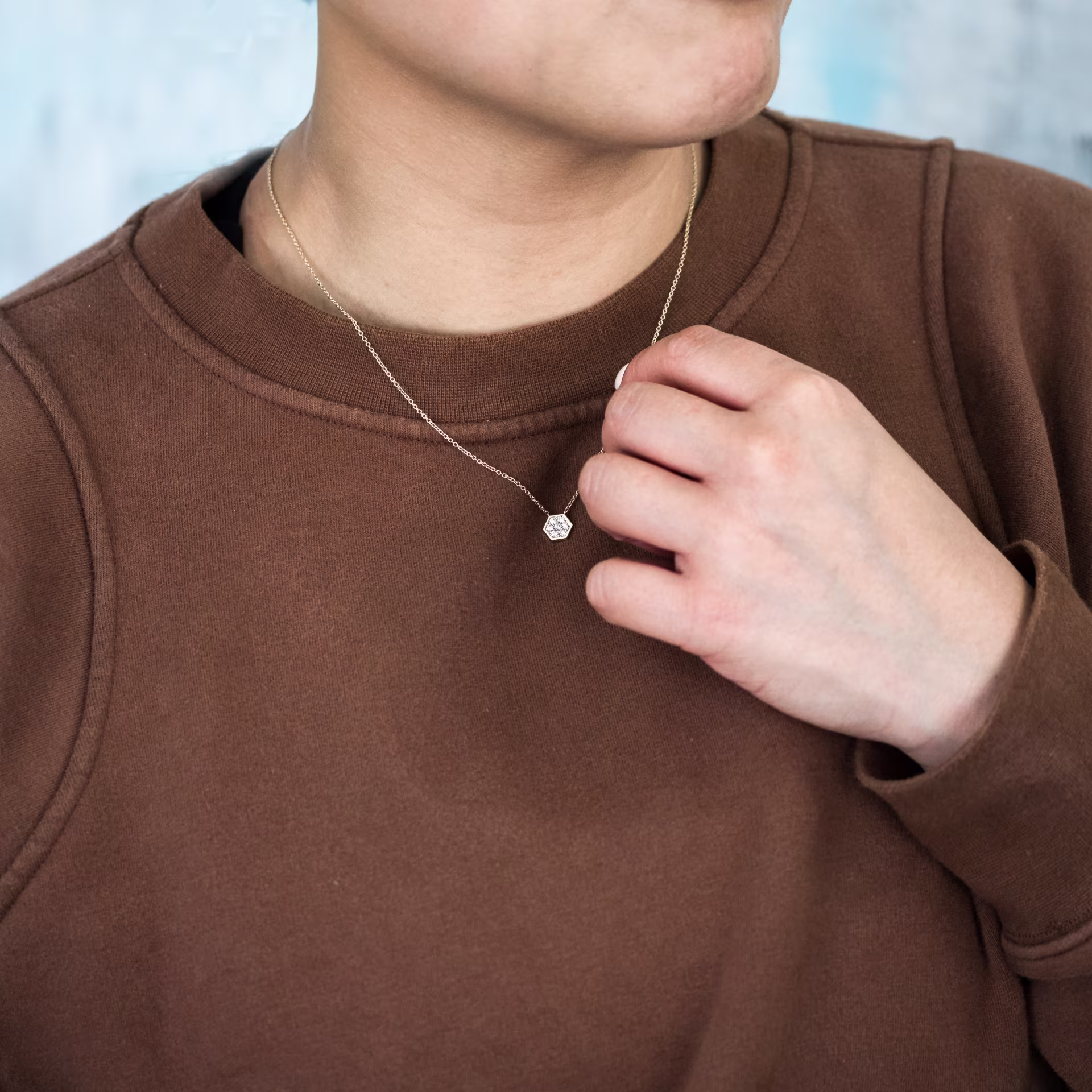 0.21 Carat Round Lab Diamonds set in 14k White Gold 0.21ctw Geometric Diamond Pendant in 14k White Gold (Main View)