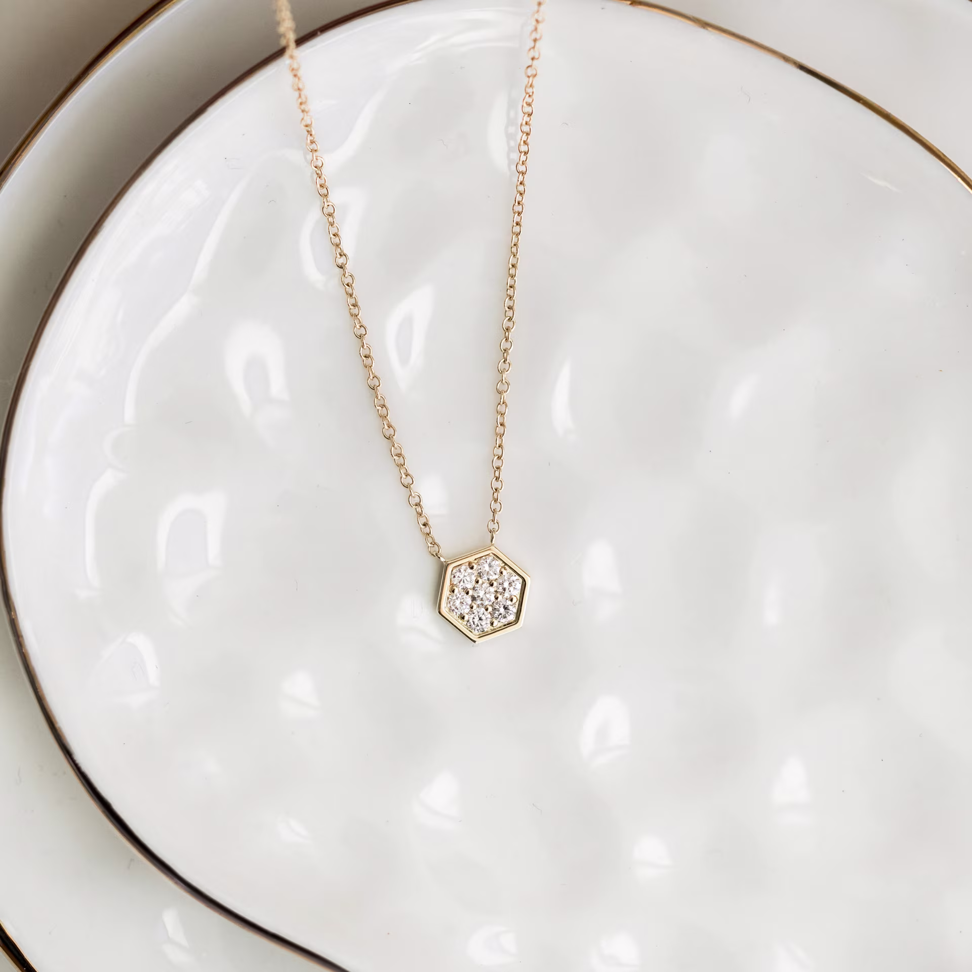 High Quality 0.21 ctw Round Diamonds set in 14 Karat Yellow Gold 0.21ctw Geometric Diamond Pendant in 14k Yellow Gold (Main View)
