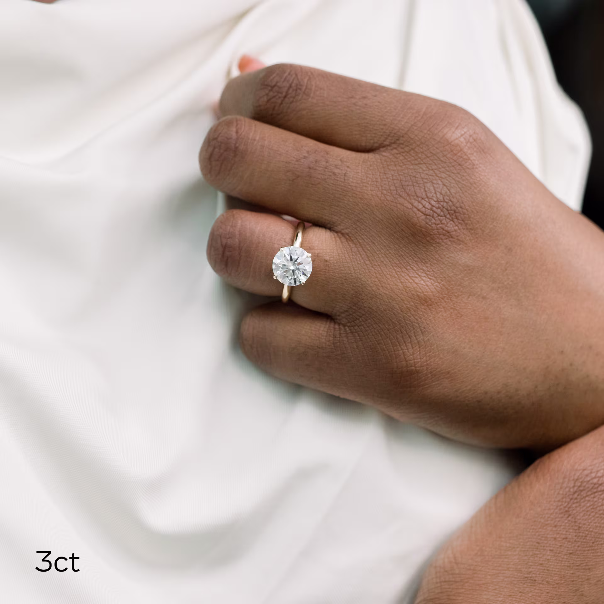 14k Yellow Gold Round Petite Four Prong Solitaire Diamond Engagement Ring featuring 3.0 Carat Diamonds (Main View)