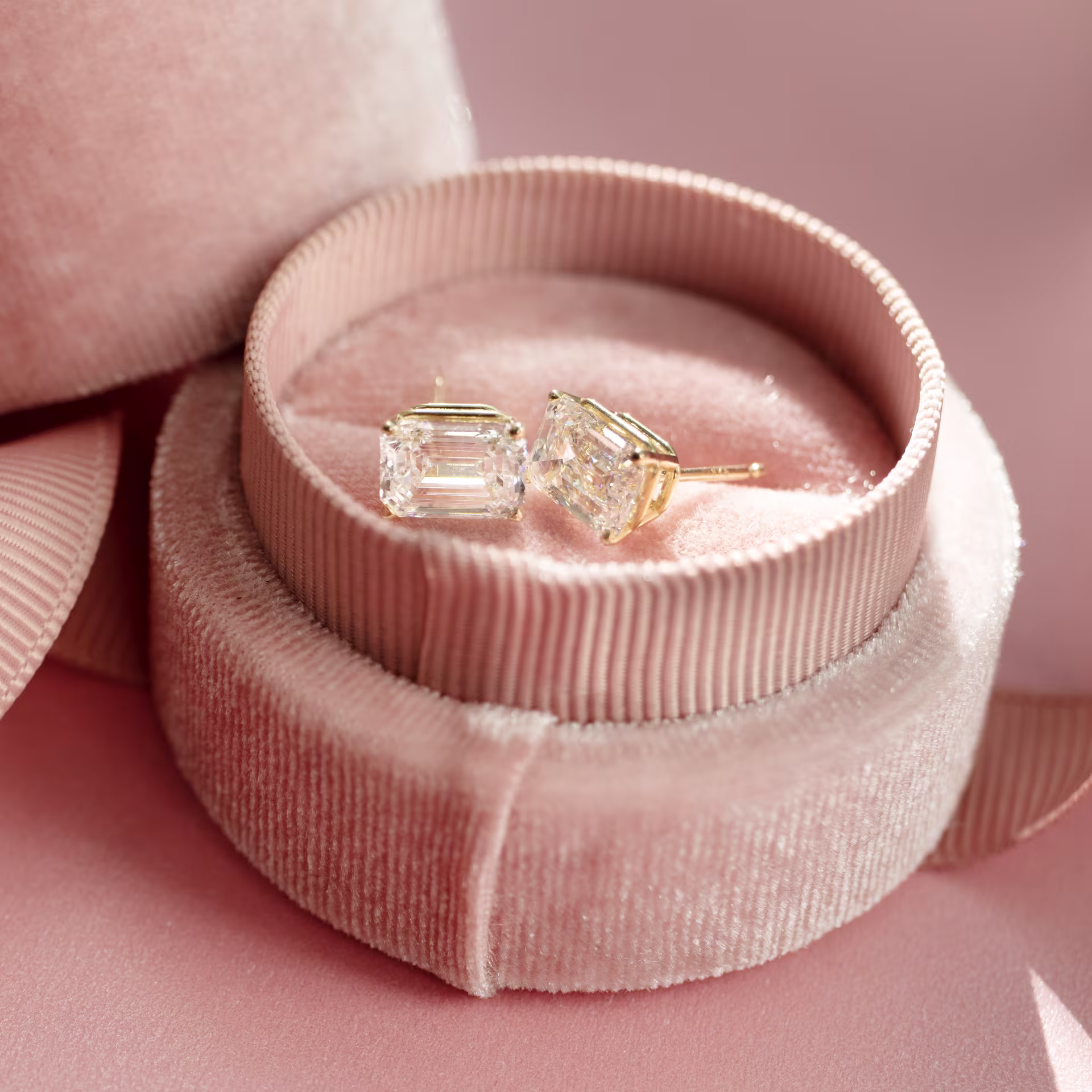 3.0 ctw Lab Diamonds 3ctw Emerald Cut Diamond Stud Earrings in 18k Yellow Gold in 18k Yellow Gold (Main View)