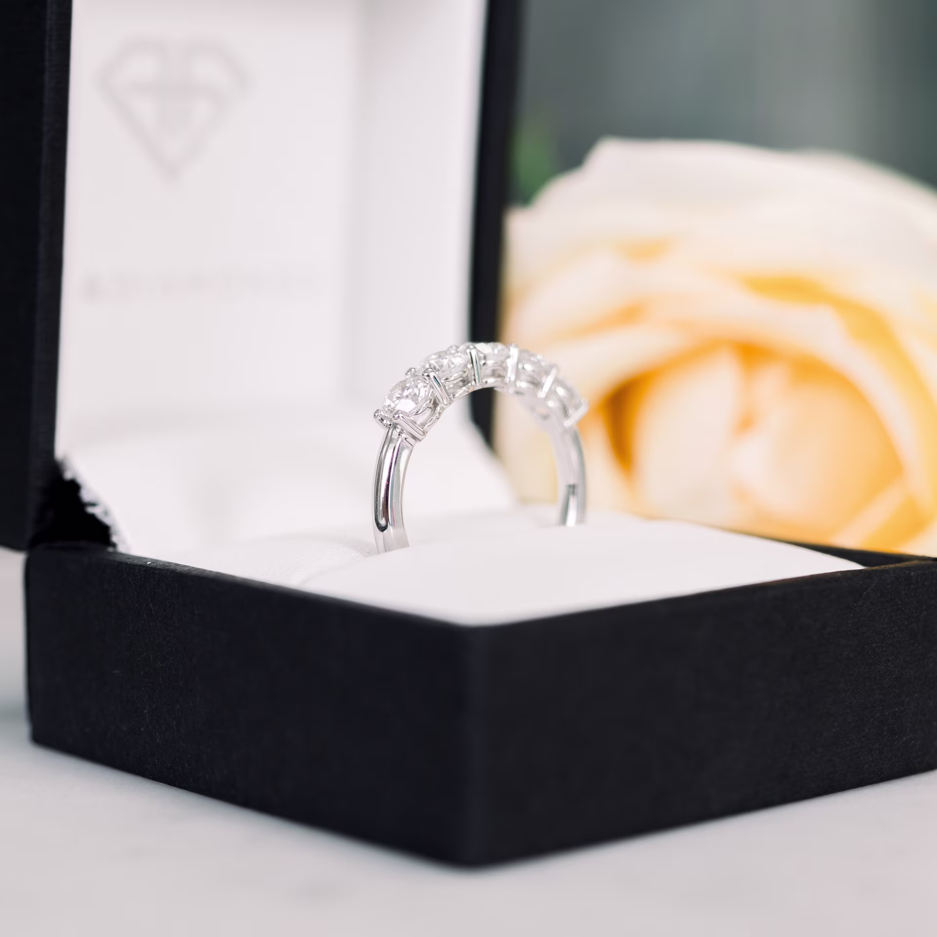 Hand Selected 1.25 ct Round Brilliant Lab Diamonds Prong Set Five Stone in 18kt White Gold (Profile View)