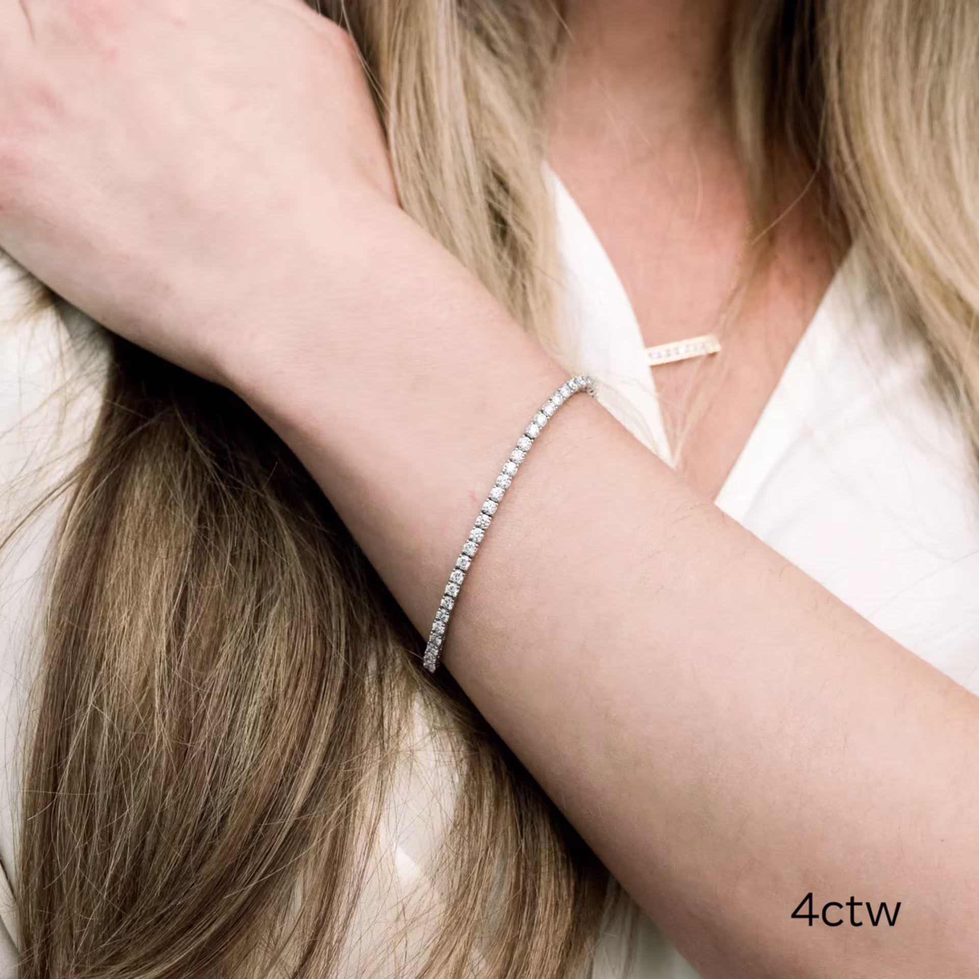 4.0 ctw Round Lab Grown Diamonds set in White Gold Four Prong Round Diamond Tennis Bracelet (Main View)