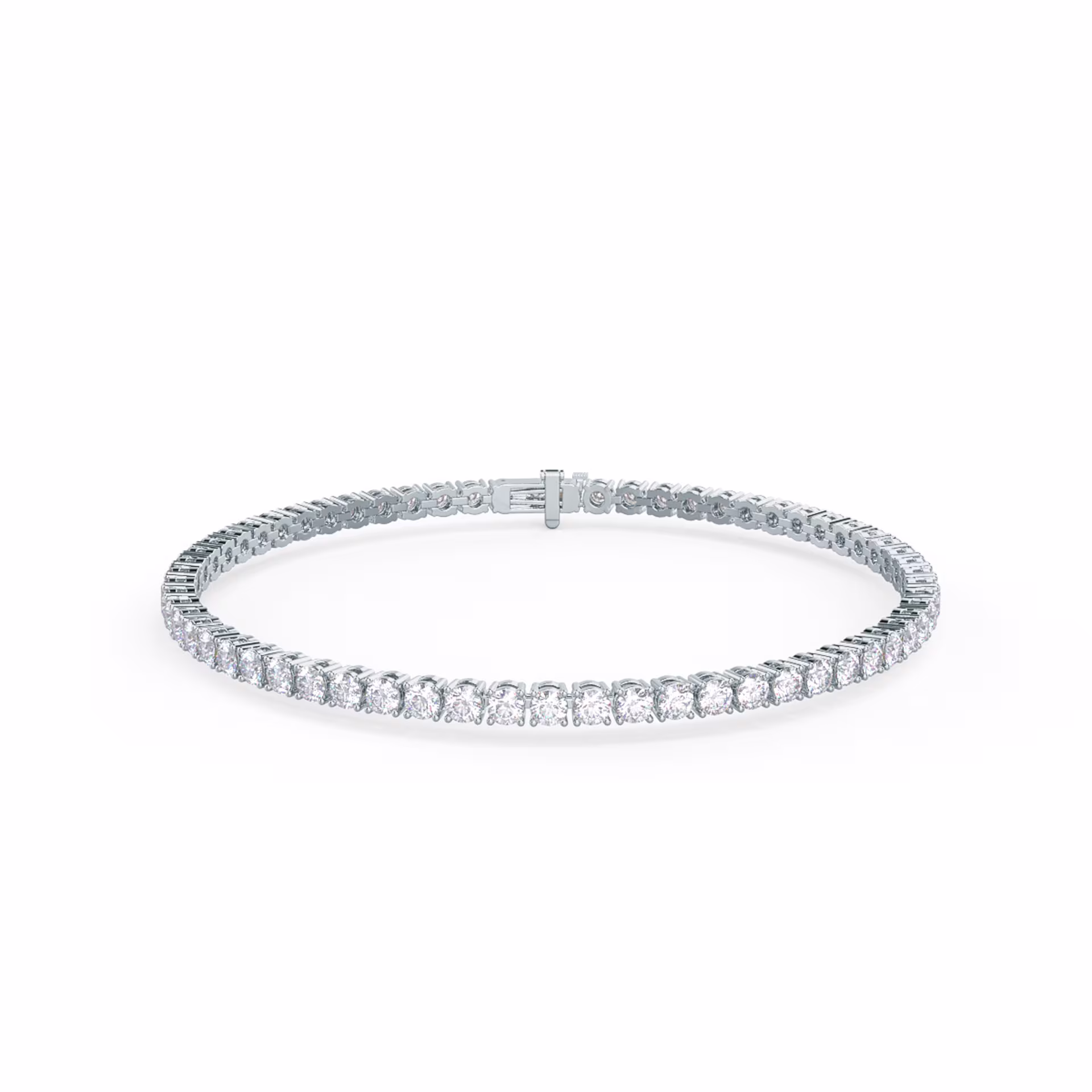 Hand Selected 4.0 ct Round Brilliant Lab Grown Diamonds set in 14k White Gold Four Prong Tennis Bracelet (Main View)