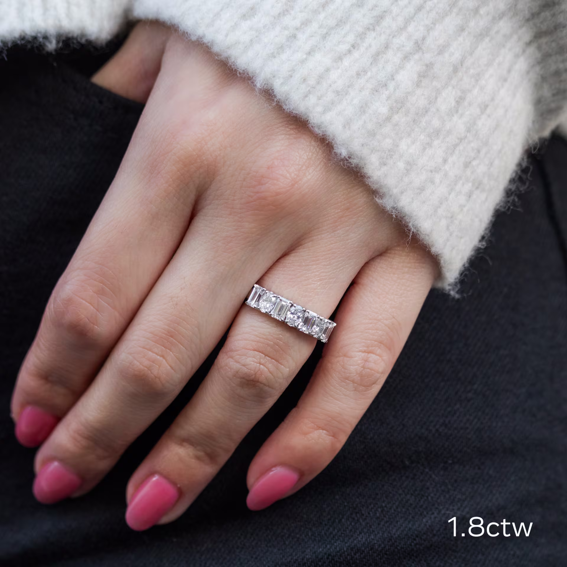 Exceptional Quality 1.8 ctw Diamonds set in Platinum Emerald and Oval Seven Stone in Platinum 1.8ctw (Main View)